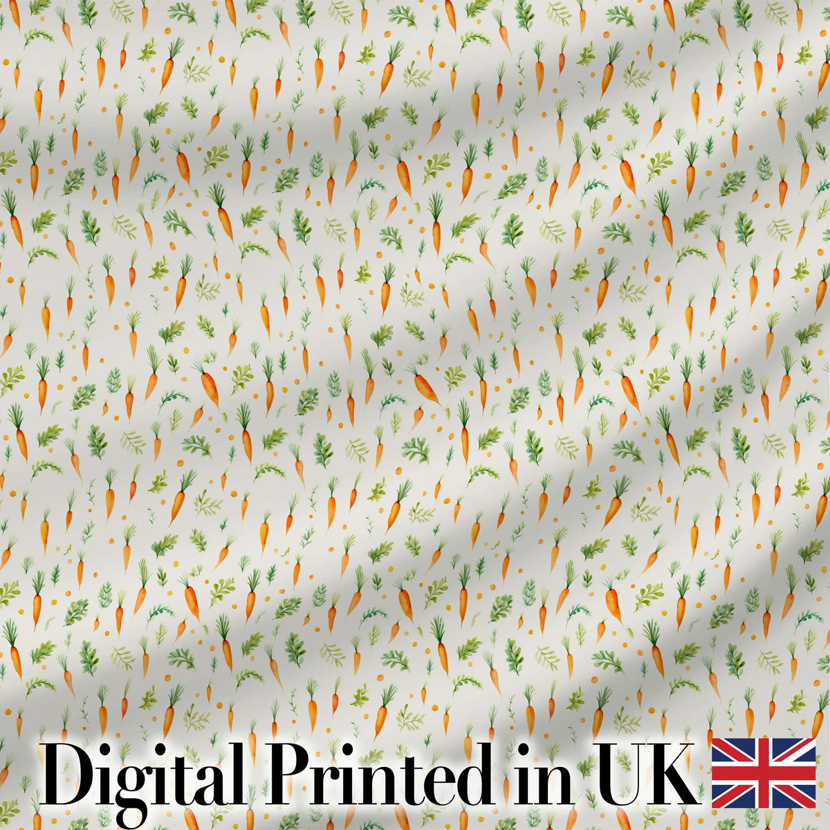 Watercolor Carrot Brushstroke Texture Seamless Pattern Fresh Green Digital Print Material by the Metre UK Sewing Quilting Textile