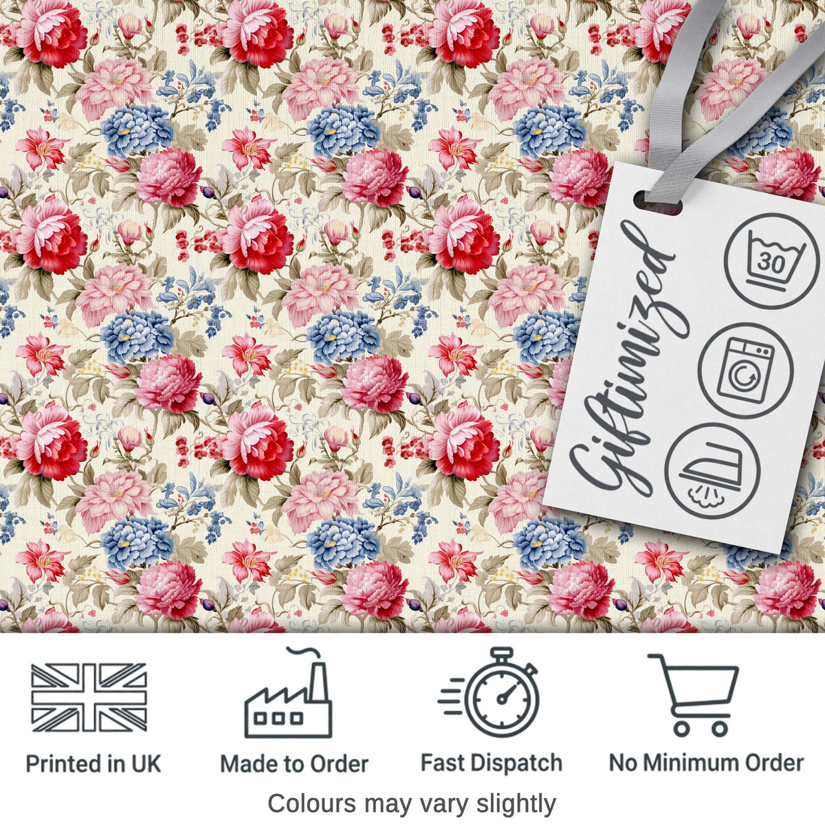 Elegant Peach and Dark Leaf Floral Seamless Pattern Vintage Lovely Digital Print Material by the Metre UK Sewing Quilting Textile