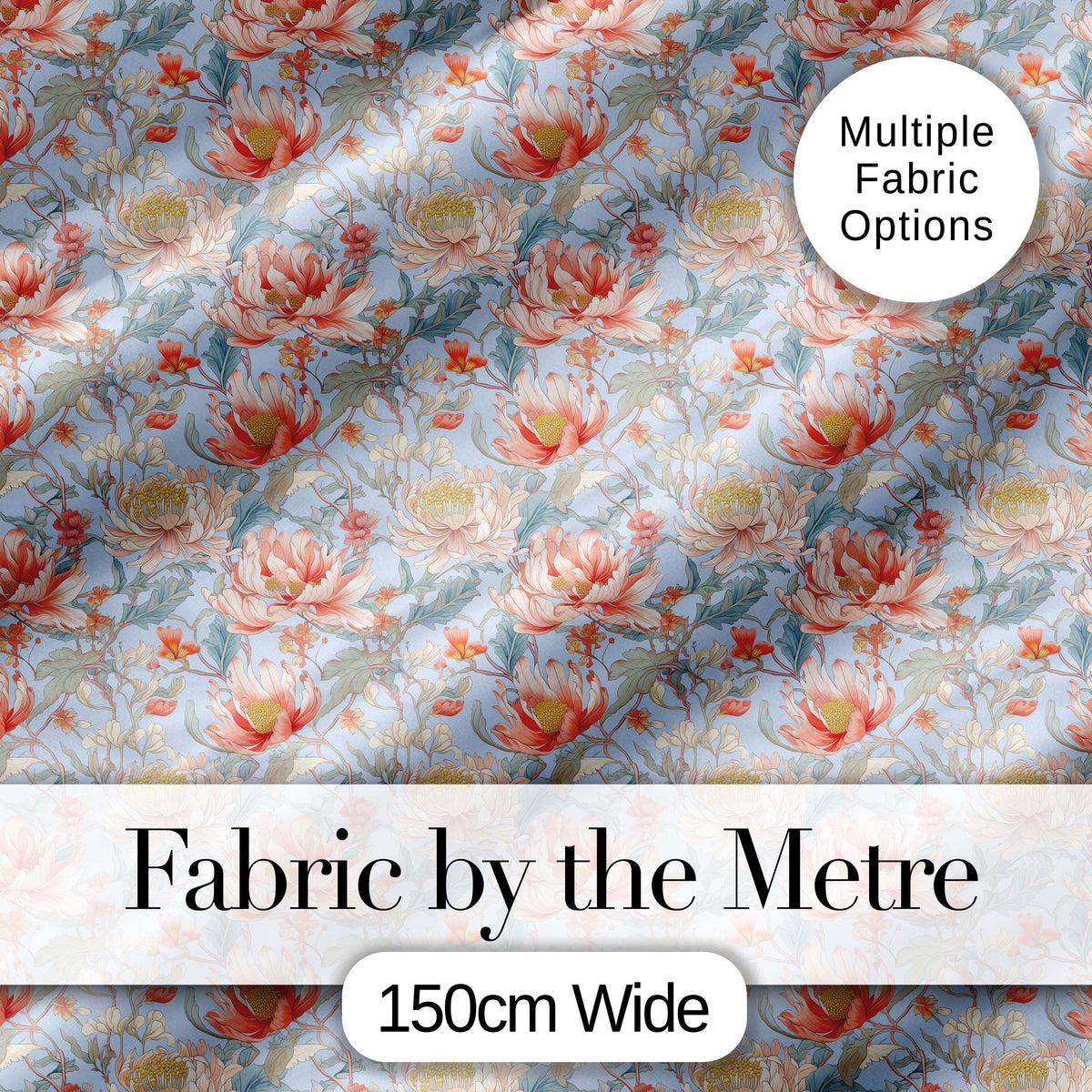 Classic Navy Background Vintage Floral Seamless Pattern Red and Digital Print Material by the Metre UK Sewing Quilting Textile