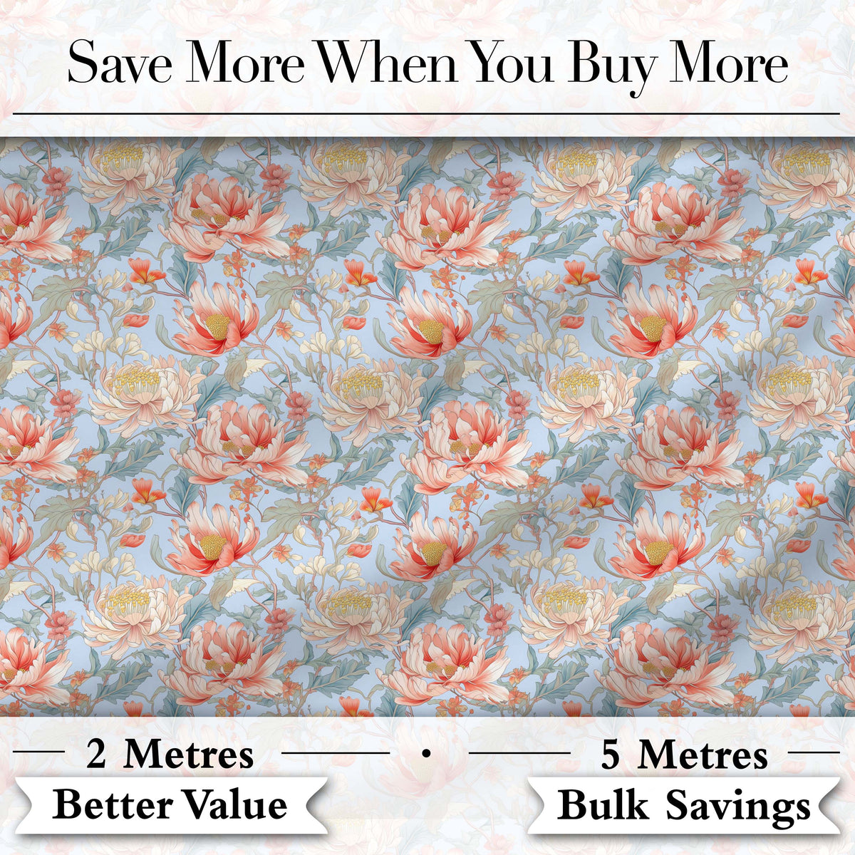 Classic Navy Background Vintage Floral Seamless Pattern Red and Digital Print Material by the Metre UK Sewing Quilting Textile