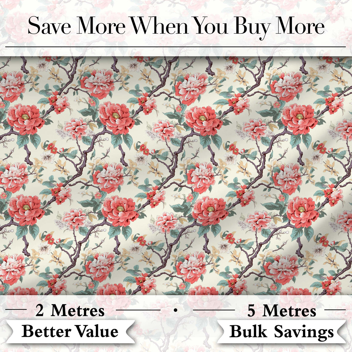 Delicate Cherry Blossom Pastel Floral Seamless Pattern Lovely Digital Print Material by the Metre UK Sewing Quilting Textile