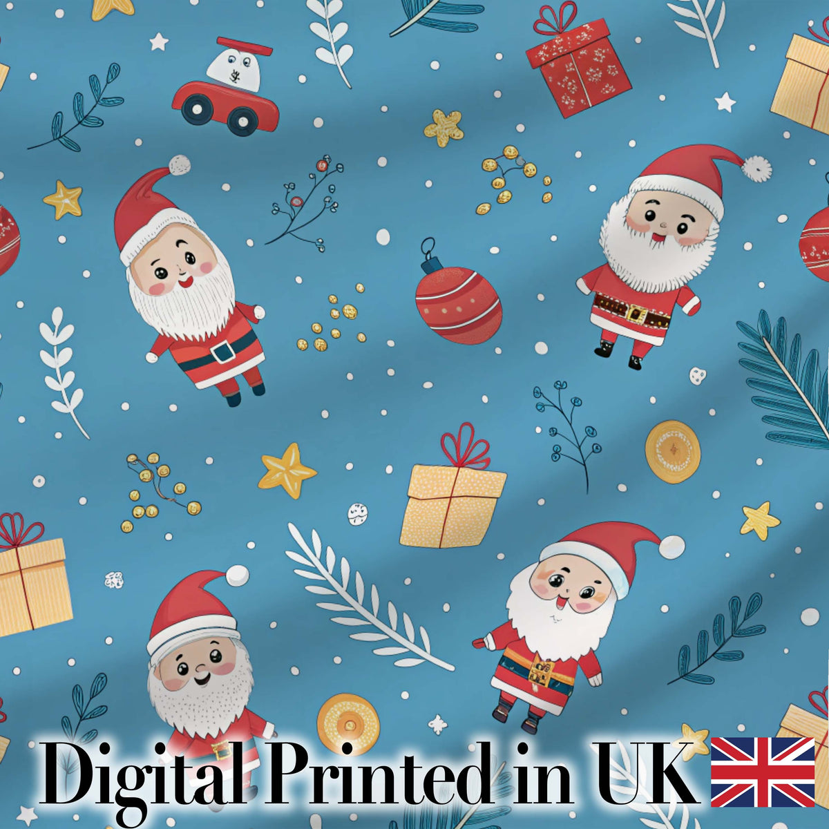 Christmas Reindeer Pine Tree Scandinavian Festive Seamless Pattern Digital Print Material by the Metre UK Sewing Quilting Textile