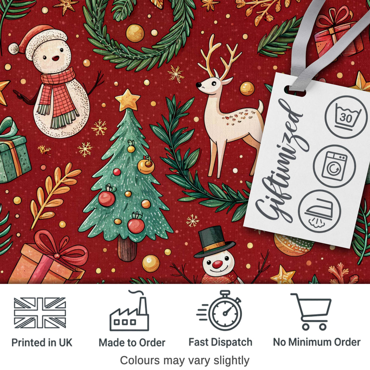 Christmas Candy Cane Baubles Stars Green Festive Seamless Pattern Digital Print Material by the Metre UK Sewing Quilting Textile