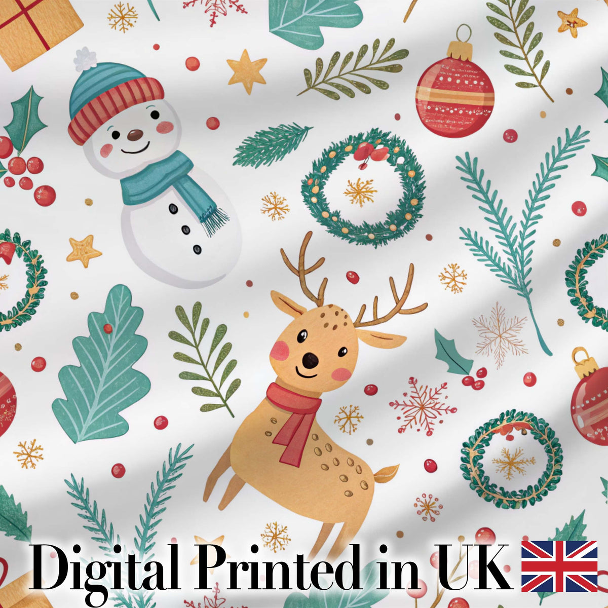 Abstract Watercolor Christmas Trees Green Artistic Seamless Pattern Digital Print Material by the Metre UK Sewing Quilting Textile
