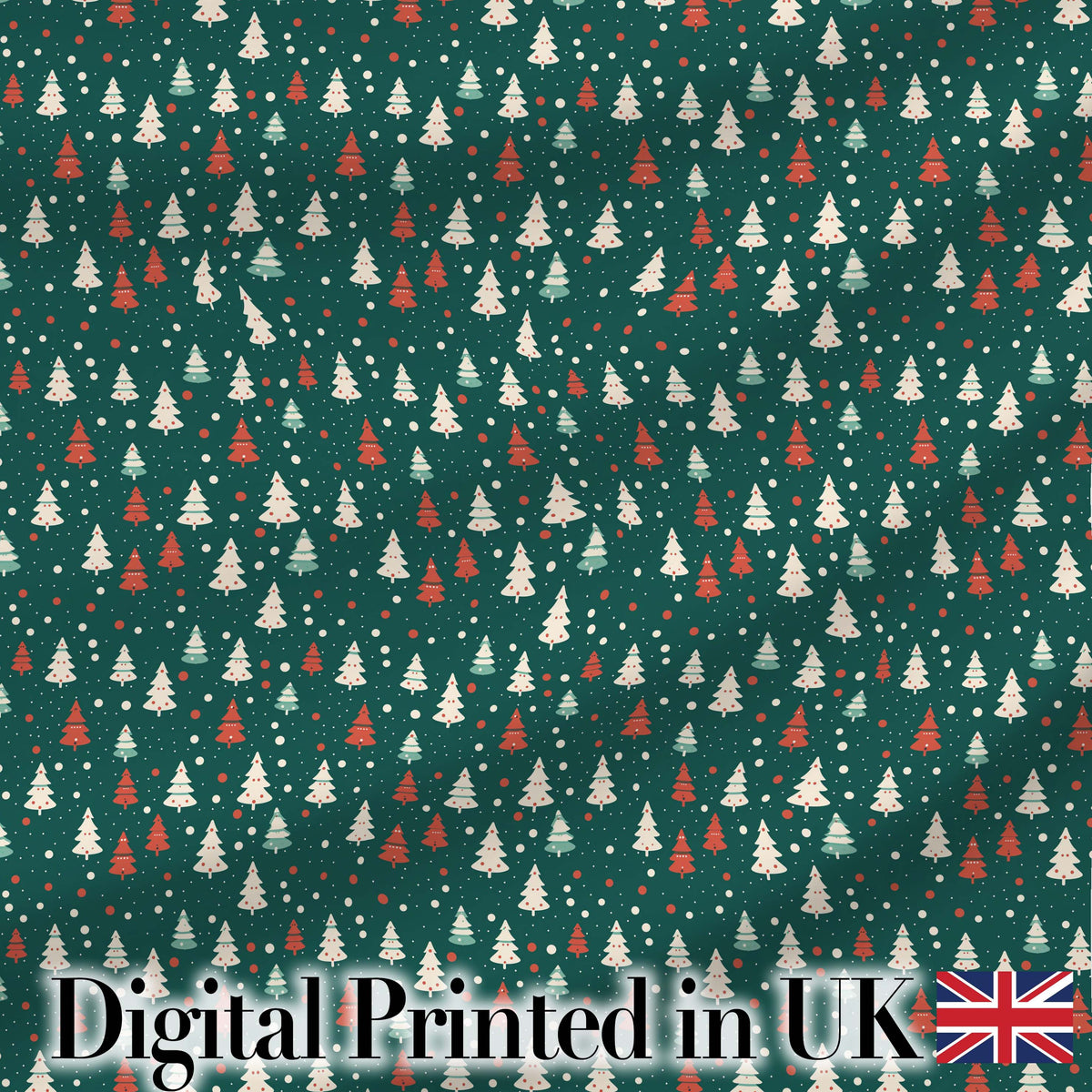 Rustic Painted Christmas Trees Vintage Seamless Pattern Lovely Digital Print Material by the Metre UK Sewing Quilting Textile