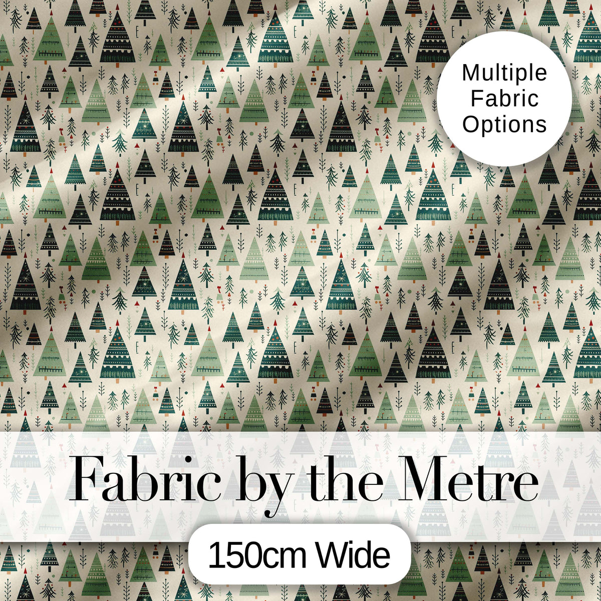 Watercolor Christmas Tree Pastel Forest Seamless Pattern Lovely Digital Print Material by the Metre UK Sewing Quilting Textile