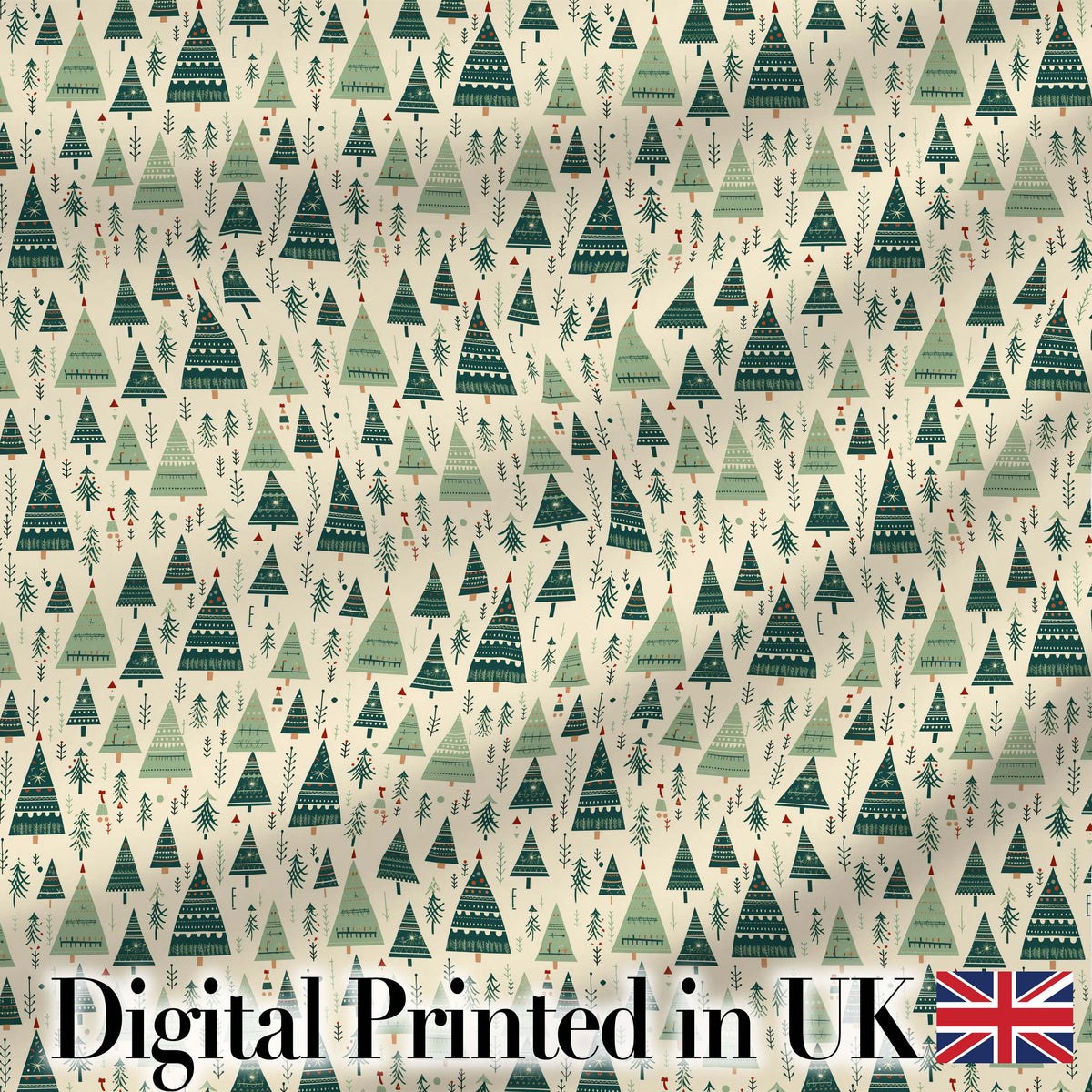 Watercolor Christmas Tree Pastel Forest Seamless Pattern Lovely Digital Print Material by the Metre UK Sewing Quilting Textile