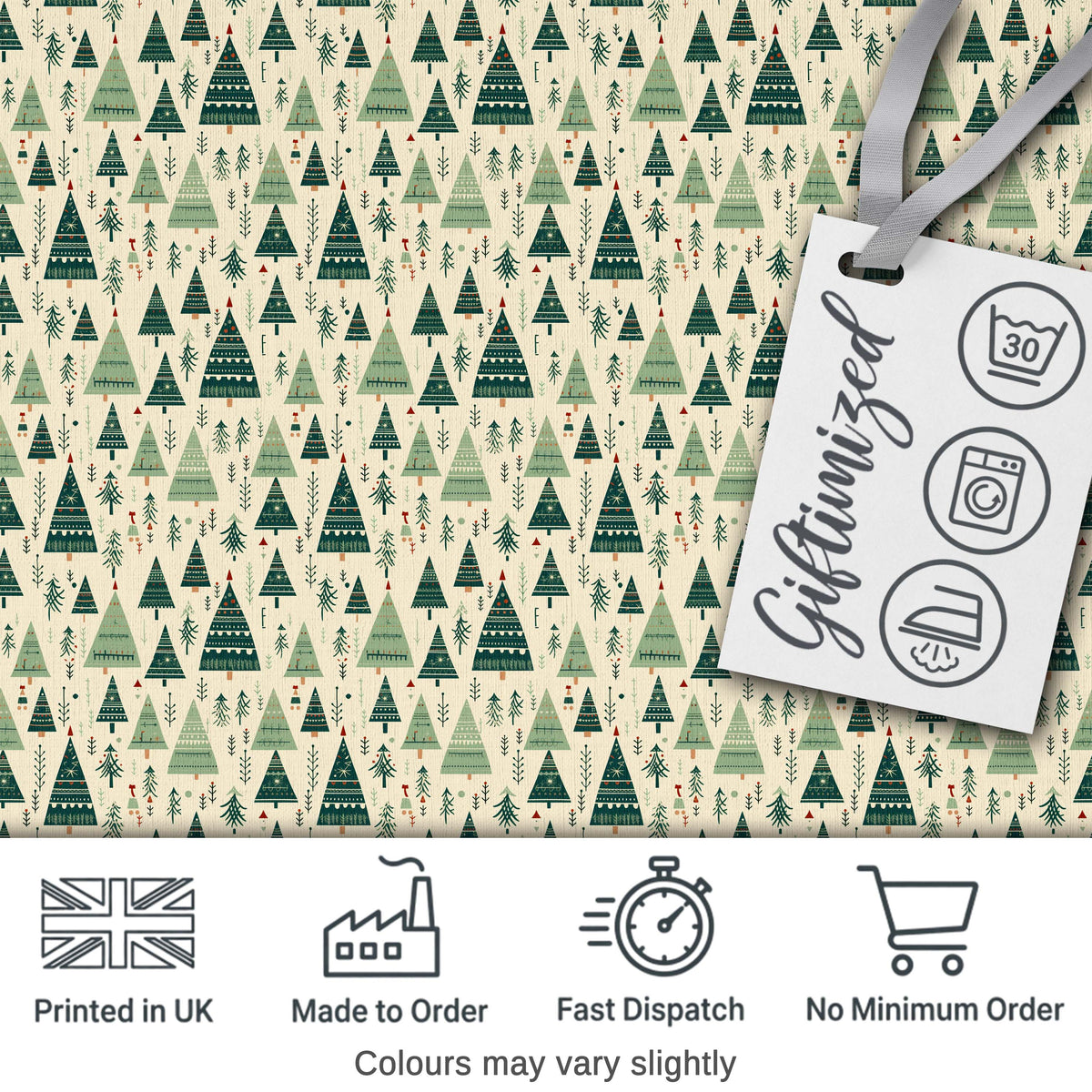 Watercolor Christmas Tree Pastel Forest Seamless Pattern Lovely Digital Print Material by the Metre UK Sewing Quilting Textile