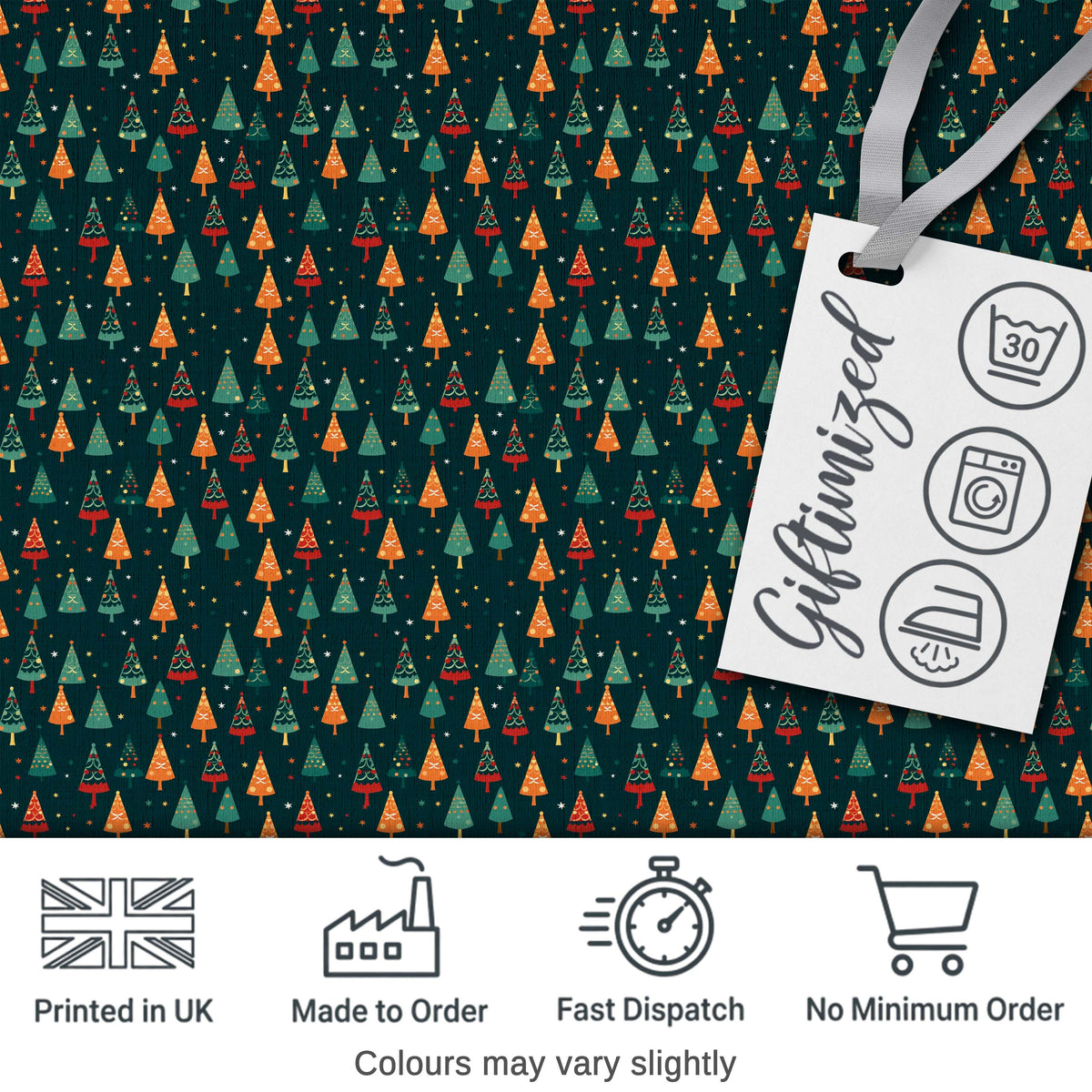Minimal Christmas Tree Scandinavian Neutral Seamless Pattern Lovely Digital Print Material by the Metre UK Sewing Quilting Textile