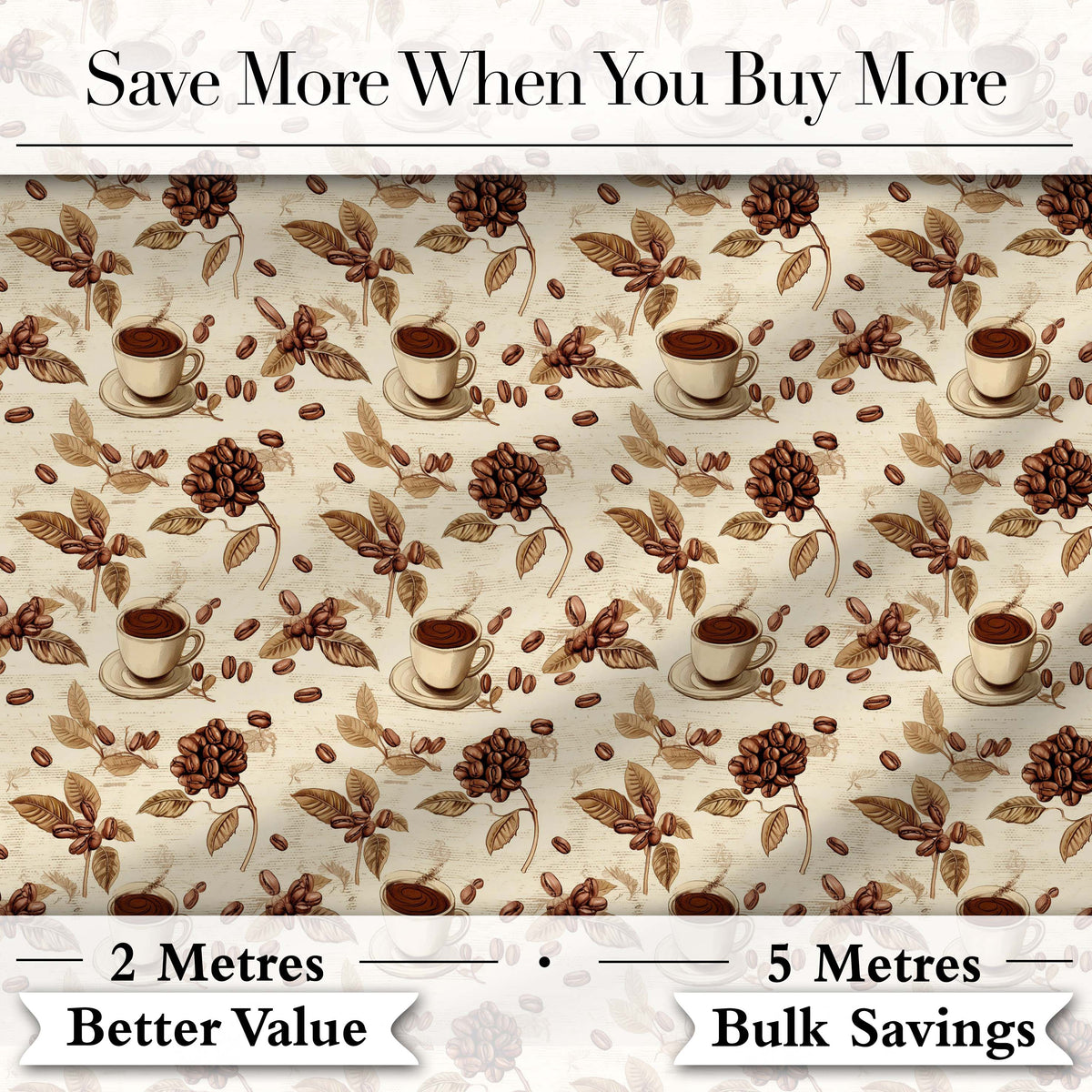 Coffee Beans Colorful Modern Seamless Pattern Stylish Everyday Digital Print Material by the Metre UK Sewing Quilting Textile