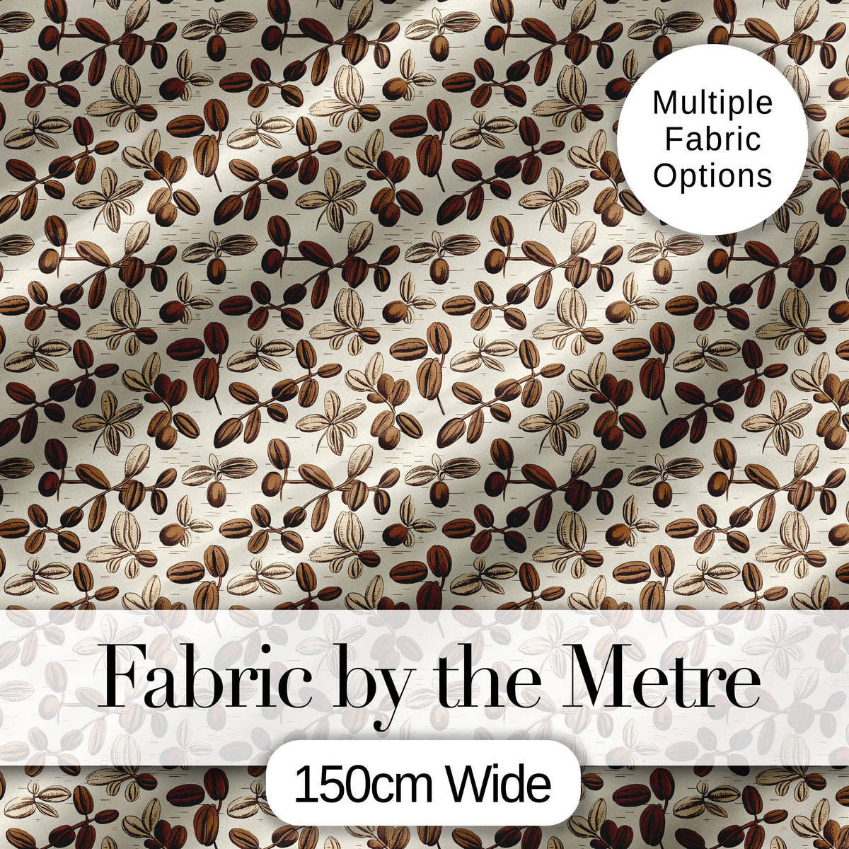 Watercolor Coffee Beans Mixed Seeds Seamless Pattern Lovely Digital Print Material by the Metre UK Sewing Quilting Textile