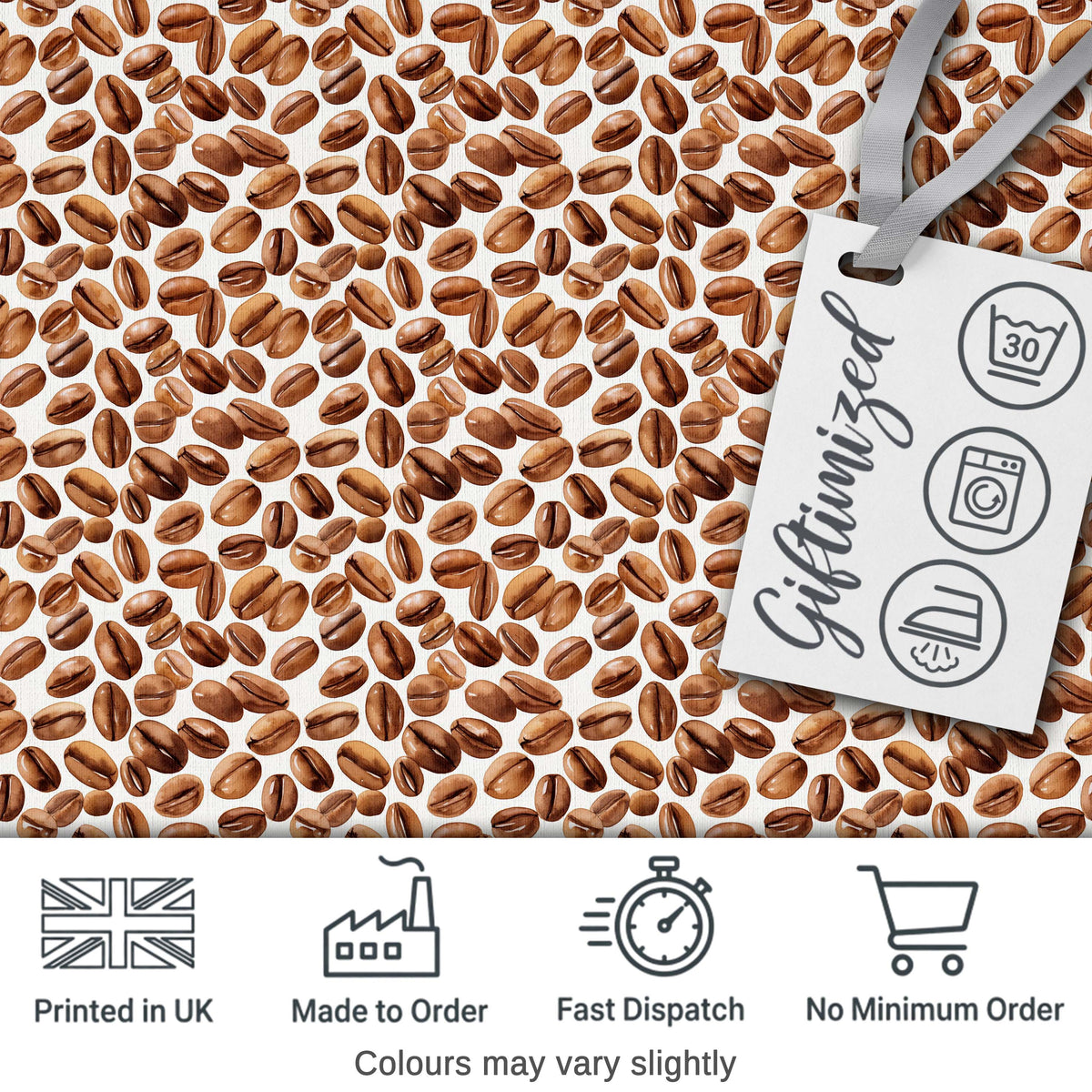 Coffee Plant Beans and Green Leaves Seamless Pattern Lovely Digital Print Material by the Metre UK Sewing Quilting Textile