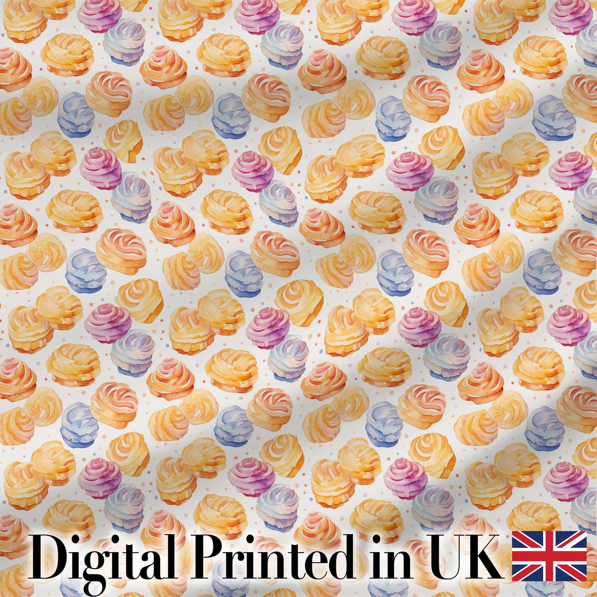Vintage Dessert Plate Cake Tea Seamless Pattern Perfect Gift for Her Digital Print Material by the Metre UK Sewing Quilting Textile