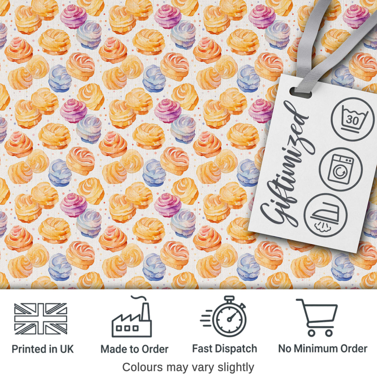 Vintage Dessert Plate Cake Tea Seamless Pattern Perfect Gift for Her Digital Print Material by the Metre UK Sewing Quilting Textile