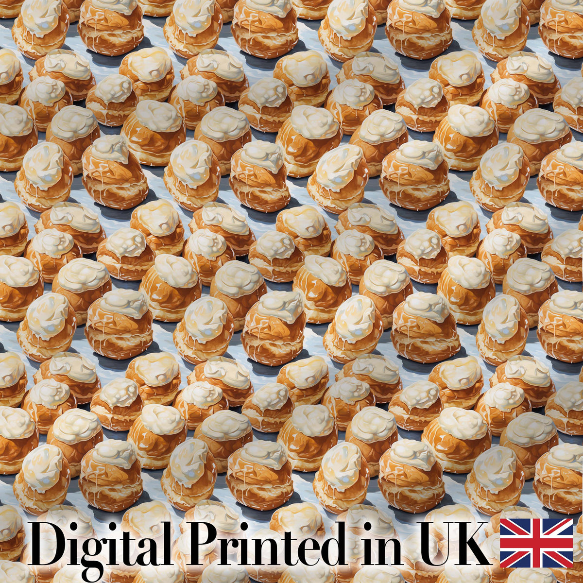 Cupcake and Fruit Dessert Pastel Seamless Pattern Cute Unique Gift Digital Print Material by the Metre UK Sewing Quilting Textile