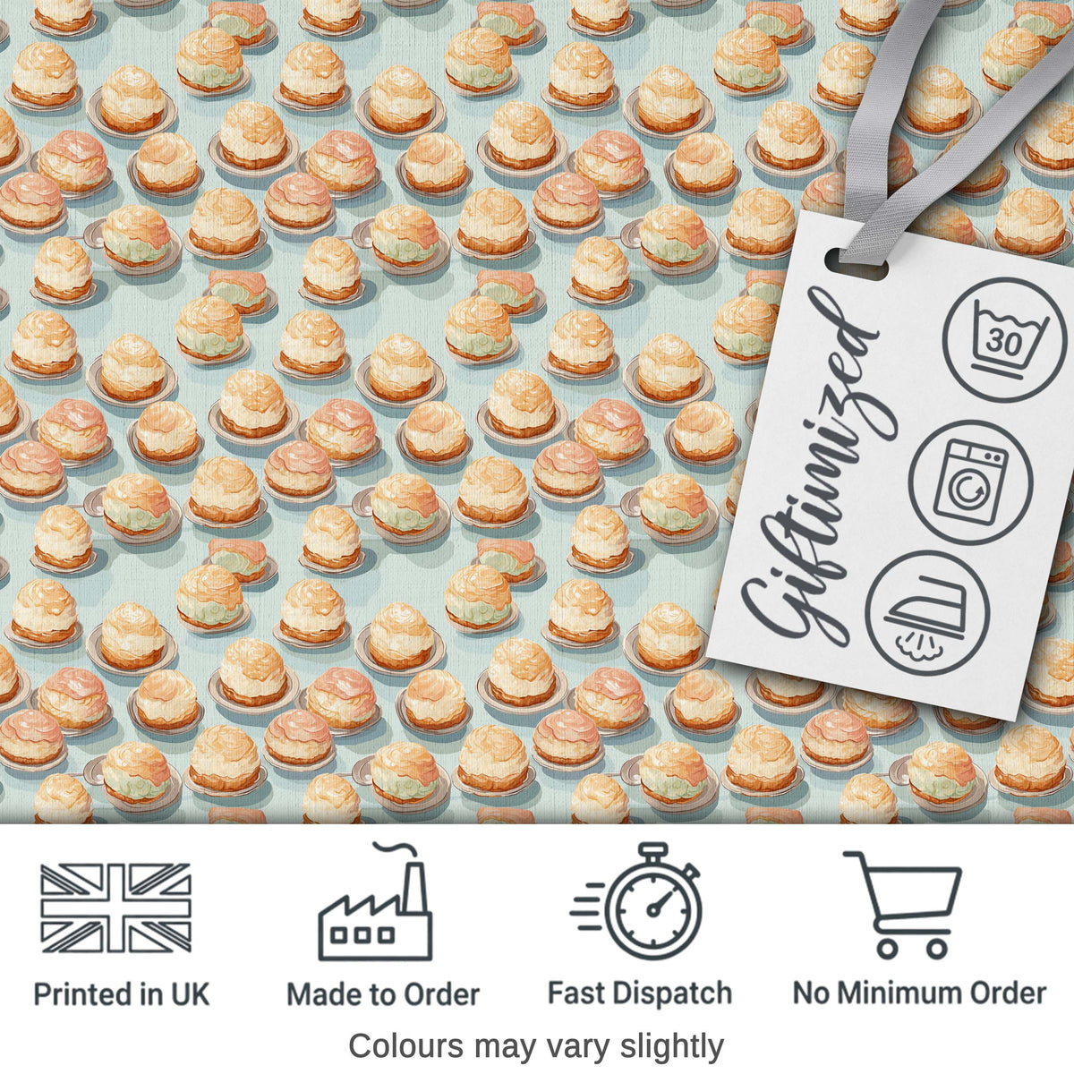 Swirl Meringue Pastel Abstract Dessert Seamless Pattern Lovely Digital Print Material by the Metre UK Sewing Quilting Textile