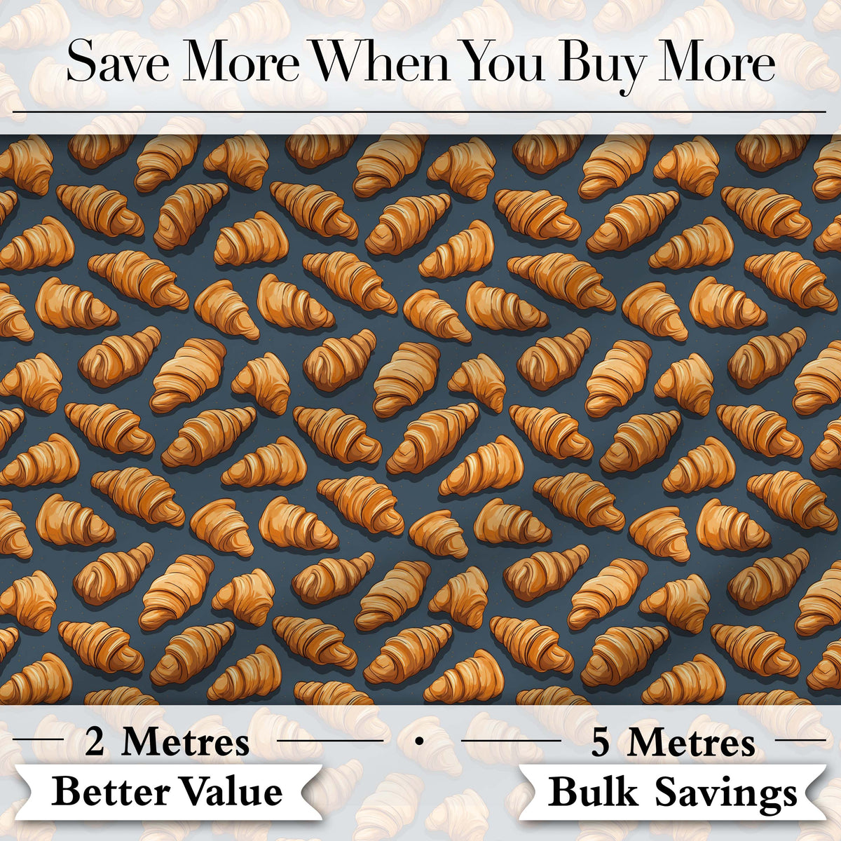 Croissant and Strawberry Playful Teal Background Seamless Pattern Digital Print Material by the Metre UK Sewing Quilting Textile