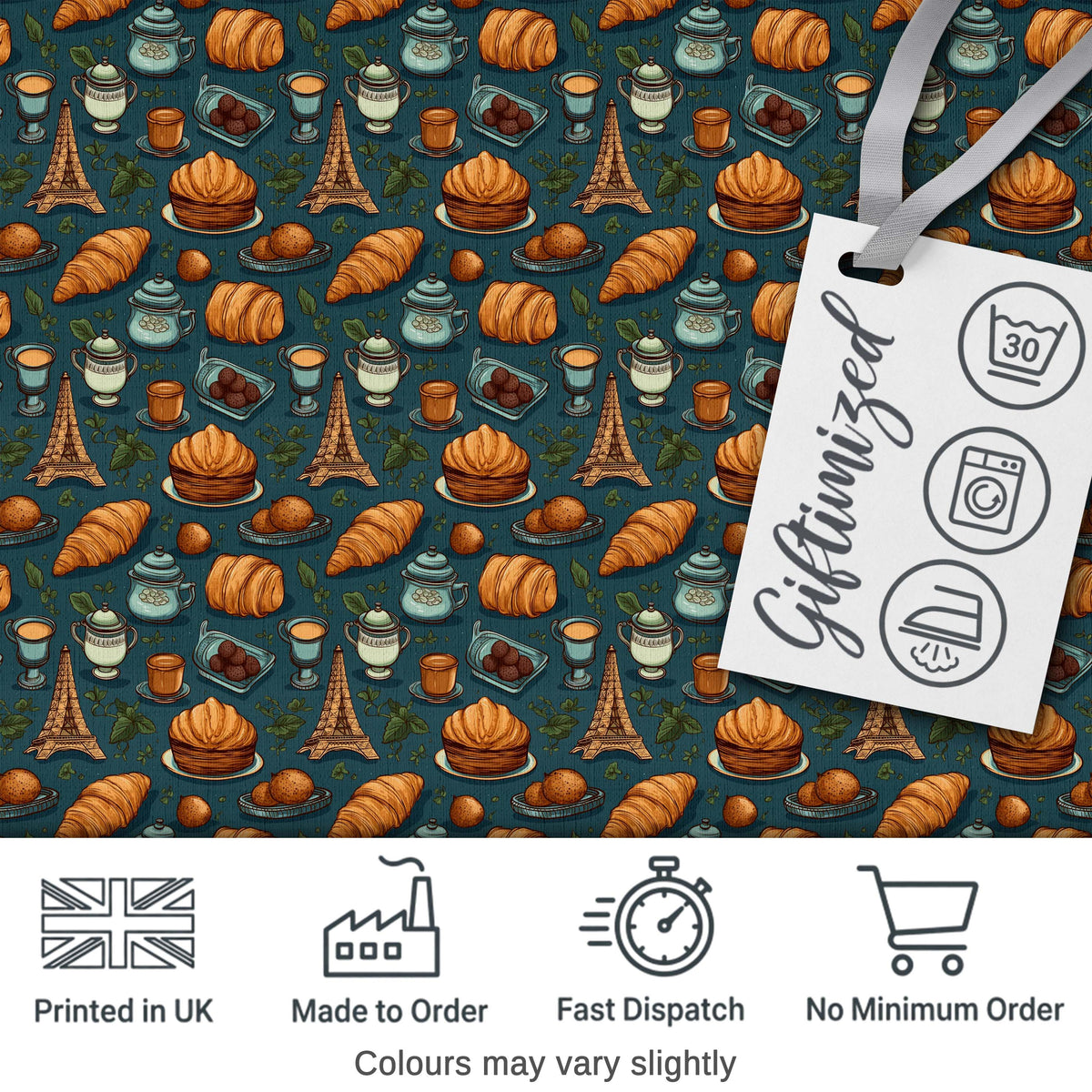 Minimal Line Art Croissant Pattern Soft Green Background Modern Digital Print Material by the Metre UK Sewing Quilting Textile