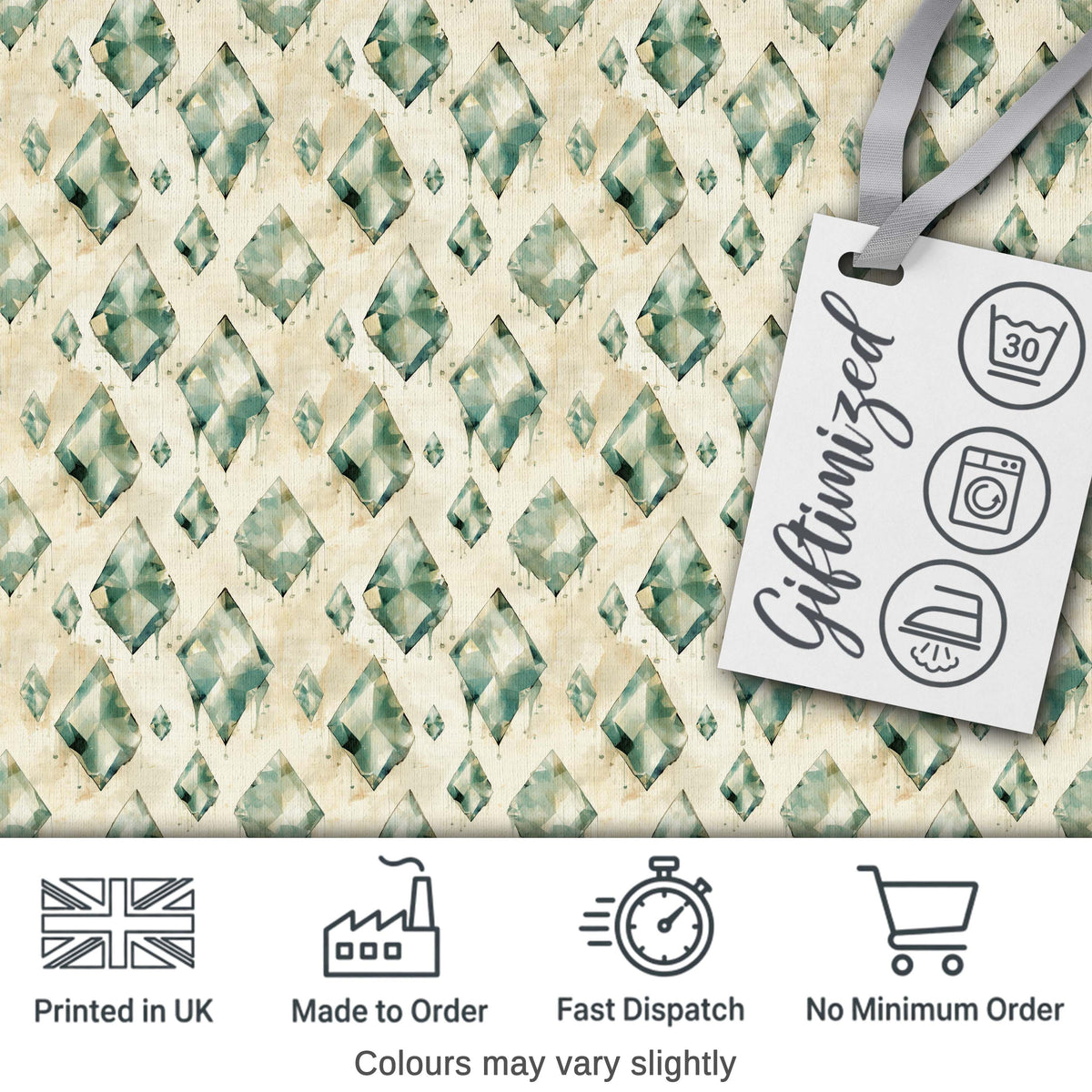 Elegant Pale Crystal Seamless Pattern Minimal Soft Tone Gem Lovely Digital Print Material by the Metre UK Sewing Quilting Textile