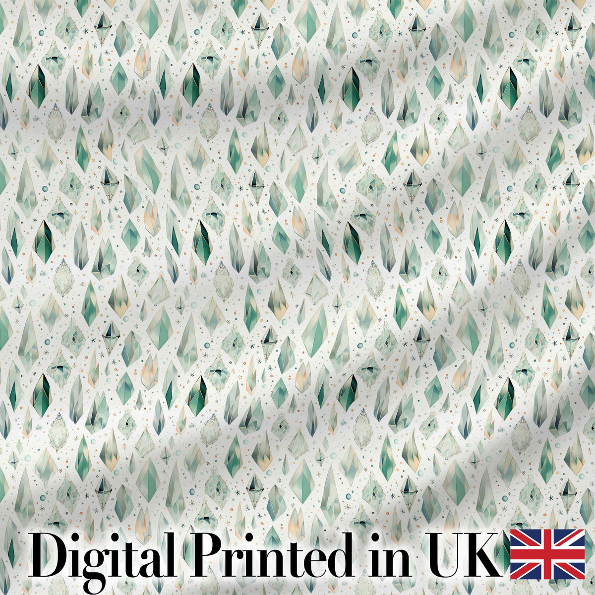 Soft Pastel Gemstone Seamless Light Background Watercolor Crystal Digital Print Material by the Metre UK Sewing Quilting Textile