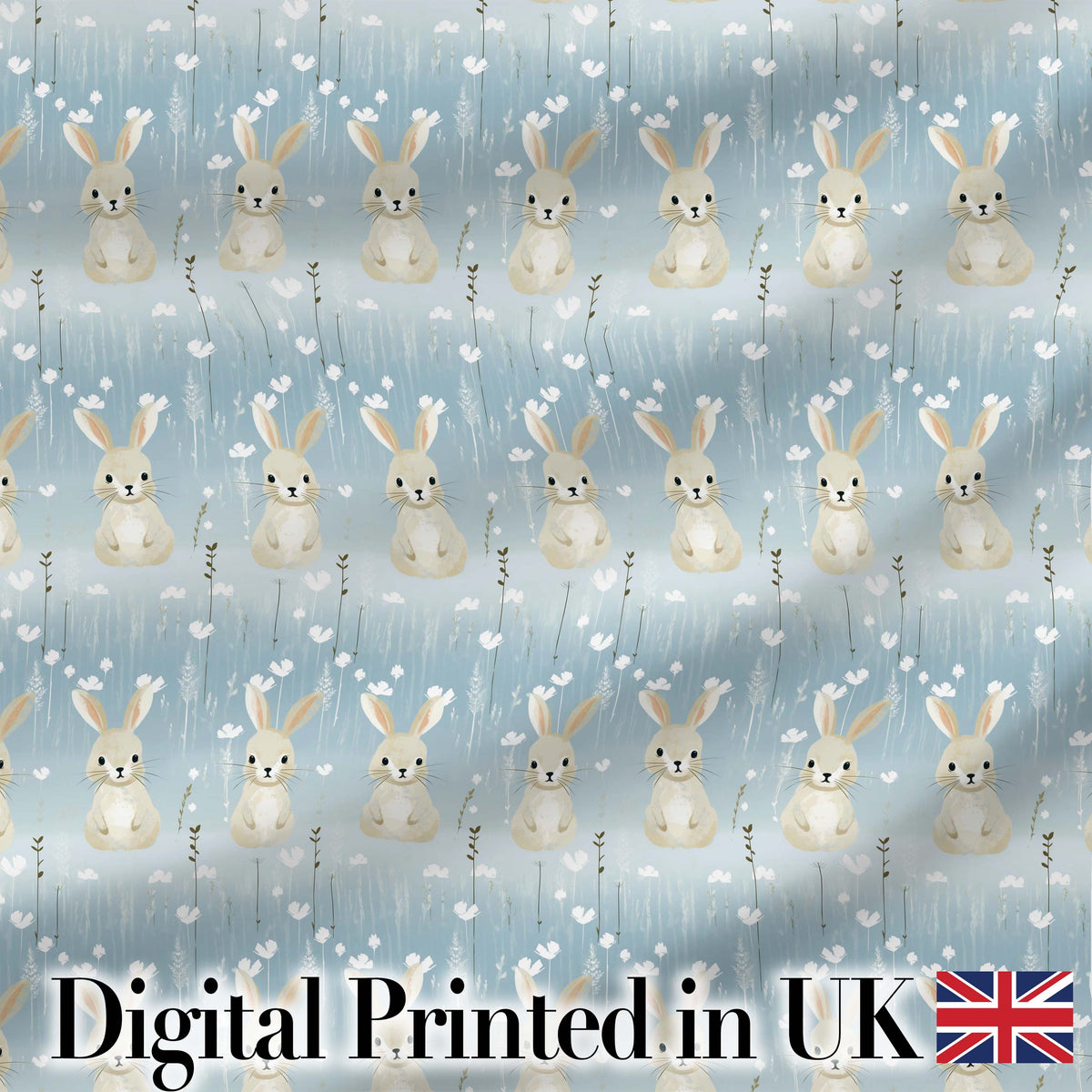 Vibrant Abstract Bunny Portrait Seamless Pattern Cute Unique Gift Digital Print Material by the Metre UK Sewing Quilting Textile