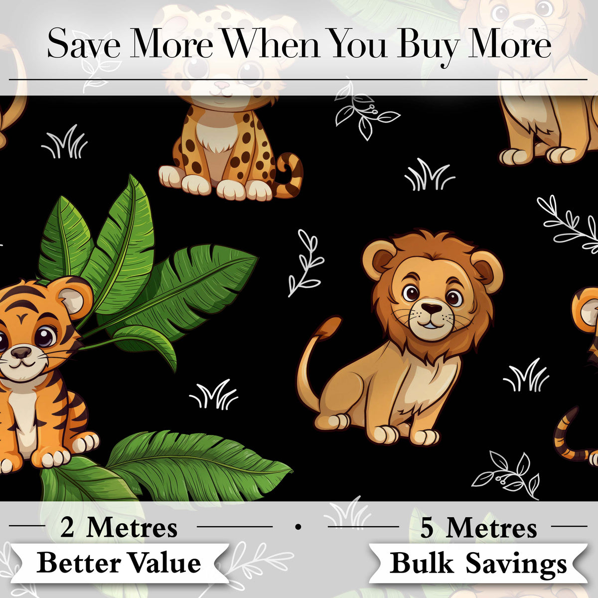 Cute Jungle Animals Lion Tiger Leopard Soft Beige Background Lovely Digital Print Material by the Metre UK Sewing Quilting Textile