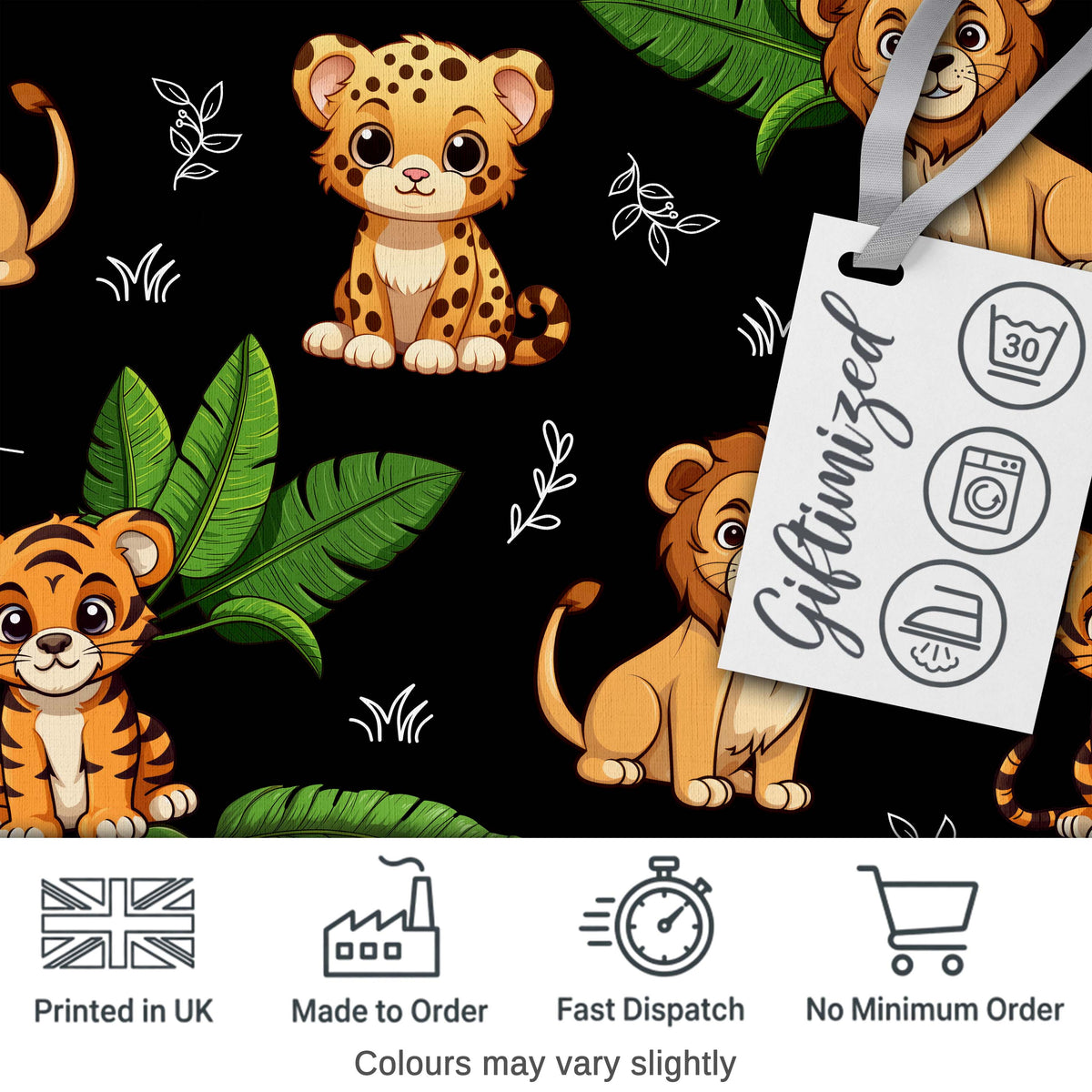Cute Jungle Animals Lion Tiger Leopard Soft Beige Background Lovely Digital Print Material by the Metre UK Sewing Quilting Textile