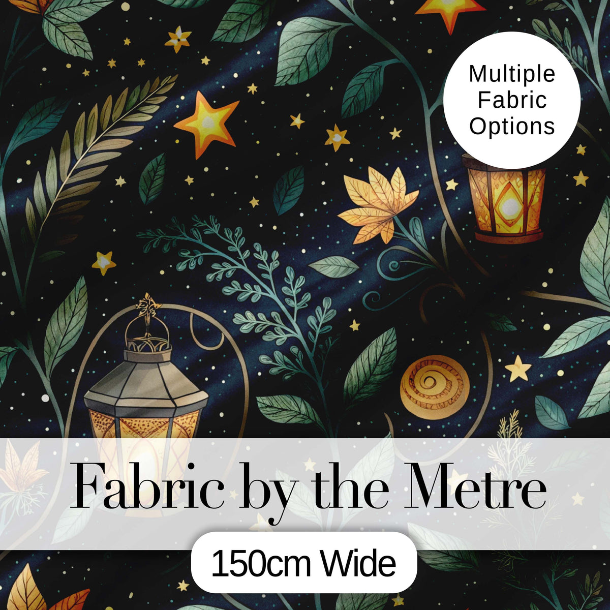 Dark Forest Moon Trees Starry Night Seamless Pattern Lovely Digital Print Material by the Metre UK Sewing Quilting Textile