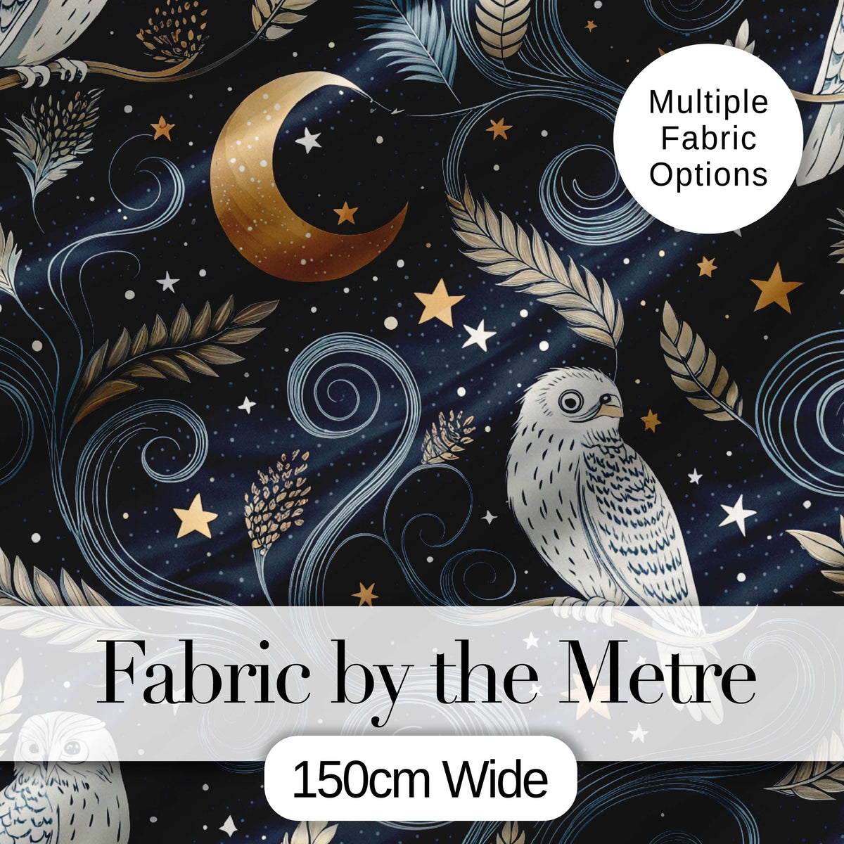 Mushrooms Night Sky Magical Forest Seamless Pattern Cute Unique Gift Digital Print Material by the Metre UK Sewing Quilting Textile
