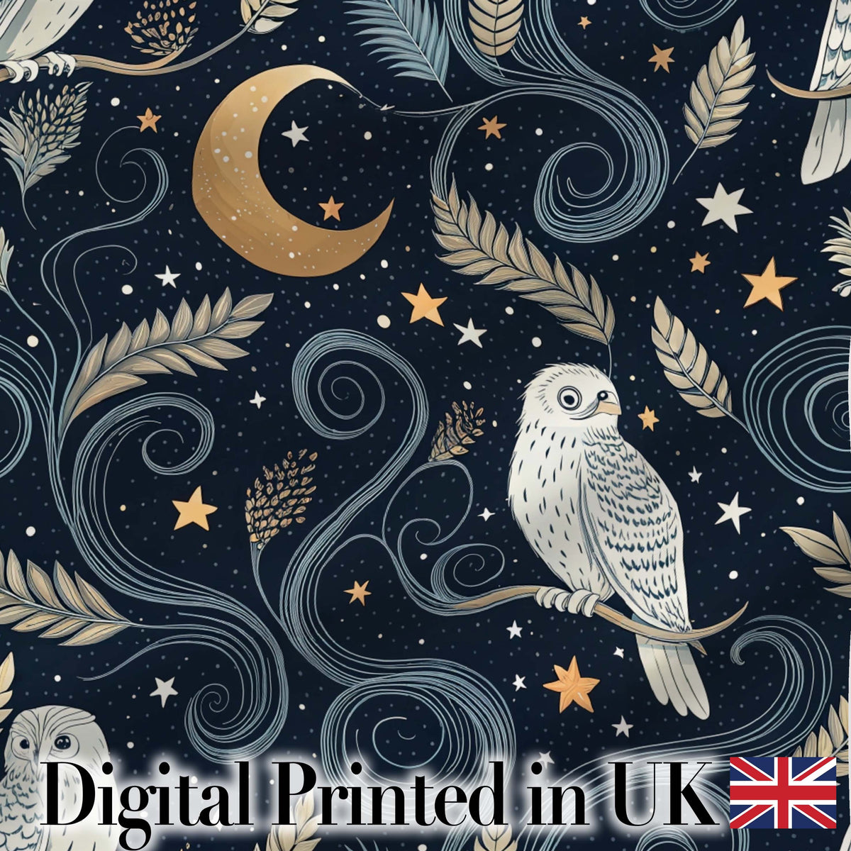 Mushrooms Night Sky Magical Forest Seamless Pattern Cute Unique Gift Digital Print Material by the Metre UK Sewing Quilting Textile