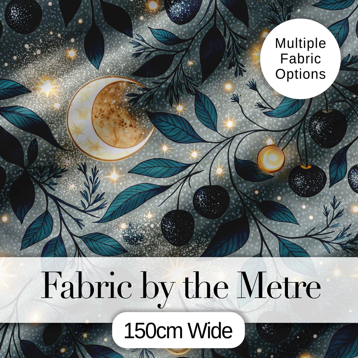 Purple Mystical Trees Moon Stars Night Seamless Pattern Lovely Digital Print Material by the Metre UK Sewing Quilting Textile