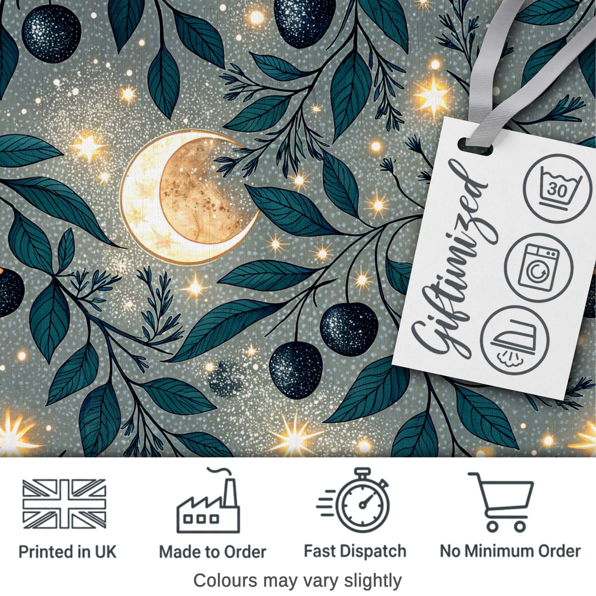 Purple Mystical Trees Moon Stars Night Seamless Pattern Lovely Digital Print Material by the Metre UK Sewing Quilting Textile