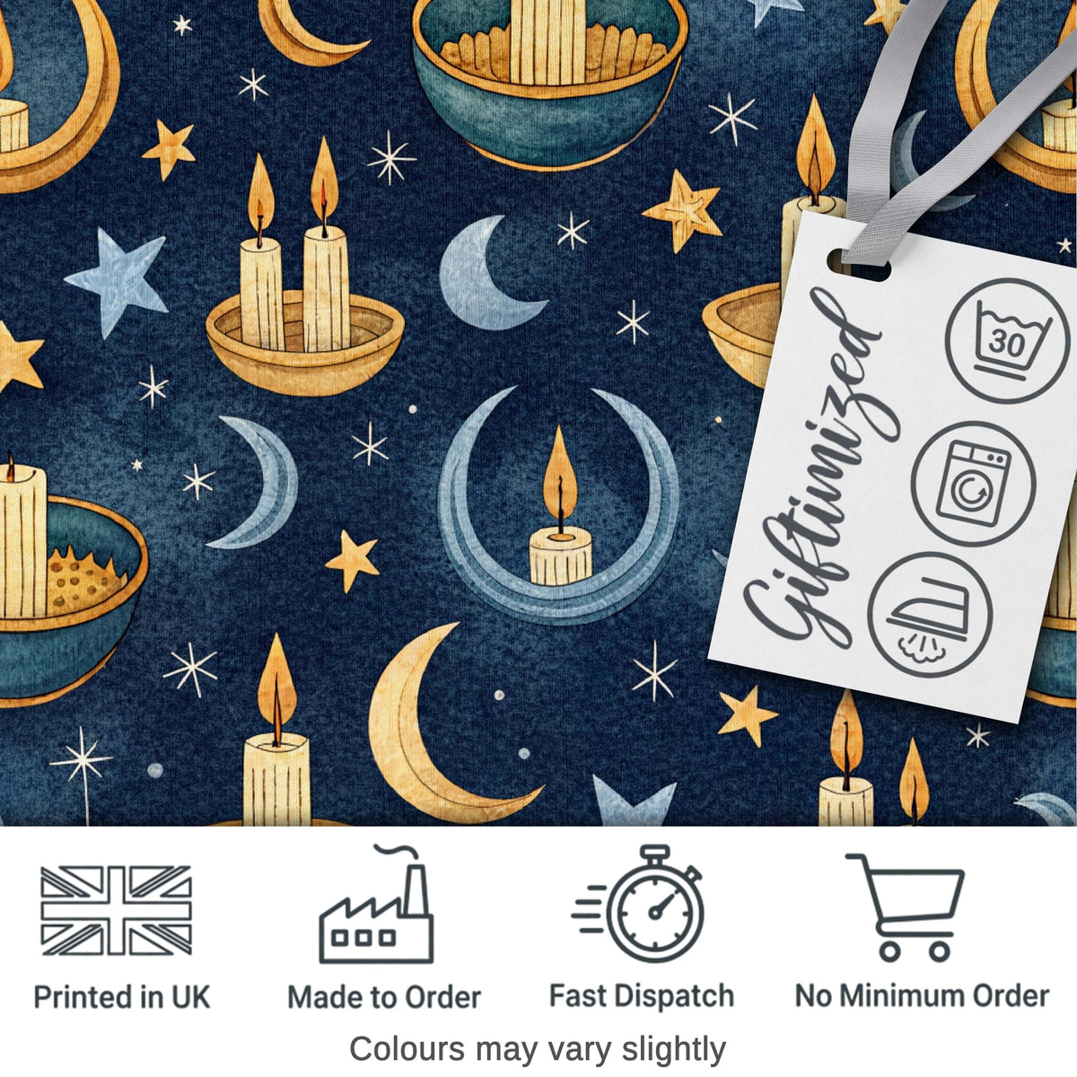 Moon Mushroom Botanical Night Garden Seamless Pattern Lovely Digital Print Material by the Metre UK Sewing Quilting Textile