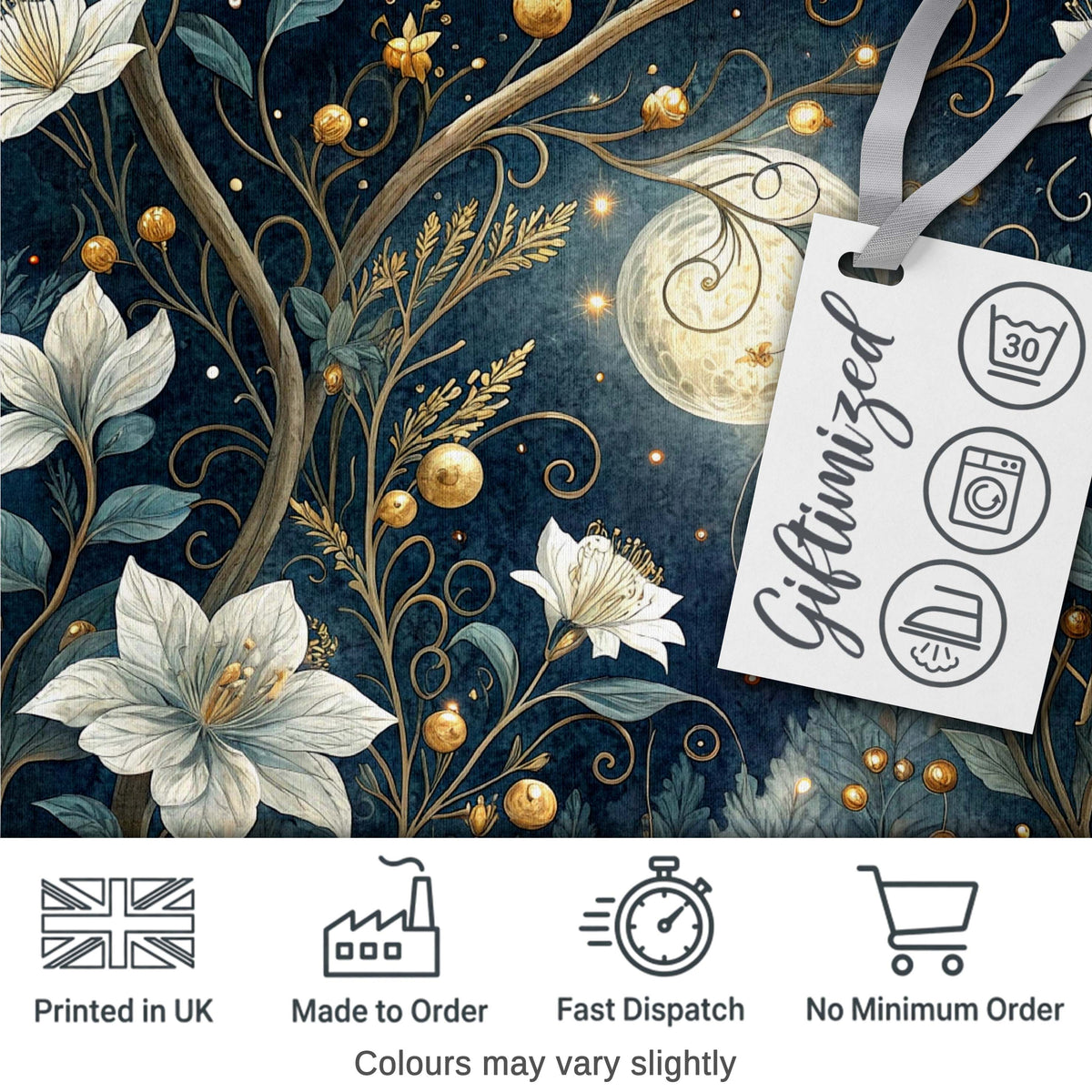 Wildflower Meadow Night Sky Botanical Seamless Pattern Lovely Digital Print Material by the Metre UK Sewing Quilting Textile