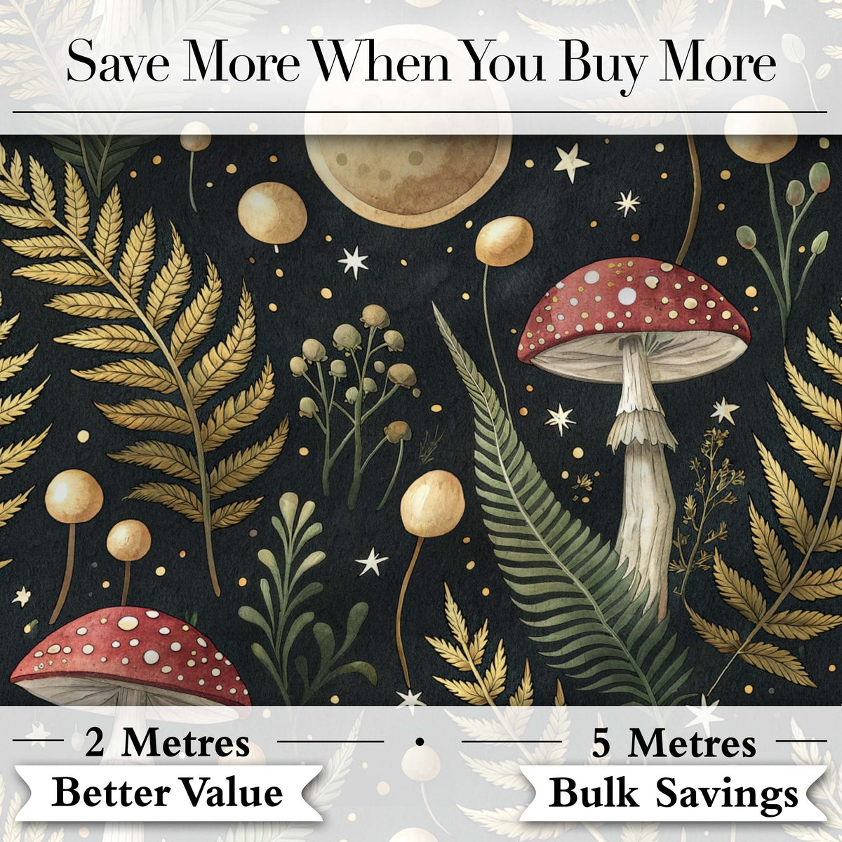 Botanical Crescent Moon Floral Night Seamless Pattern Lovely Digital Print Material by the Metre UK Sewing Quilting Textile