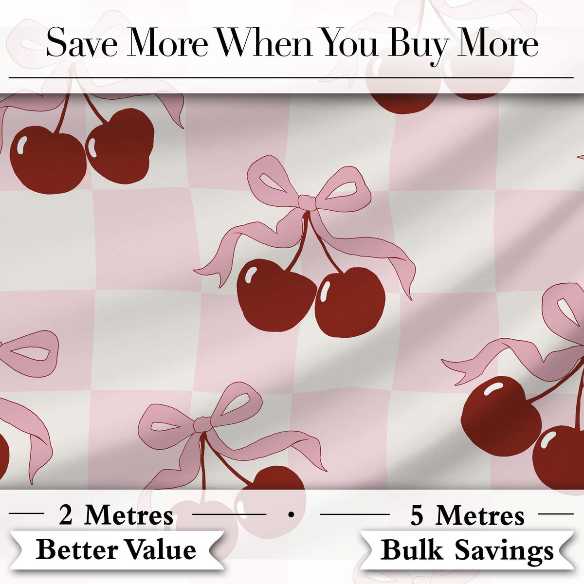 Cherry Bow Ribbon Cute Warm Beige Neutral Background Seamless Lovely Digital Print Material by the Metre UK Sewing Quilting Textile