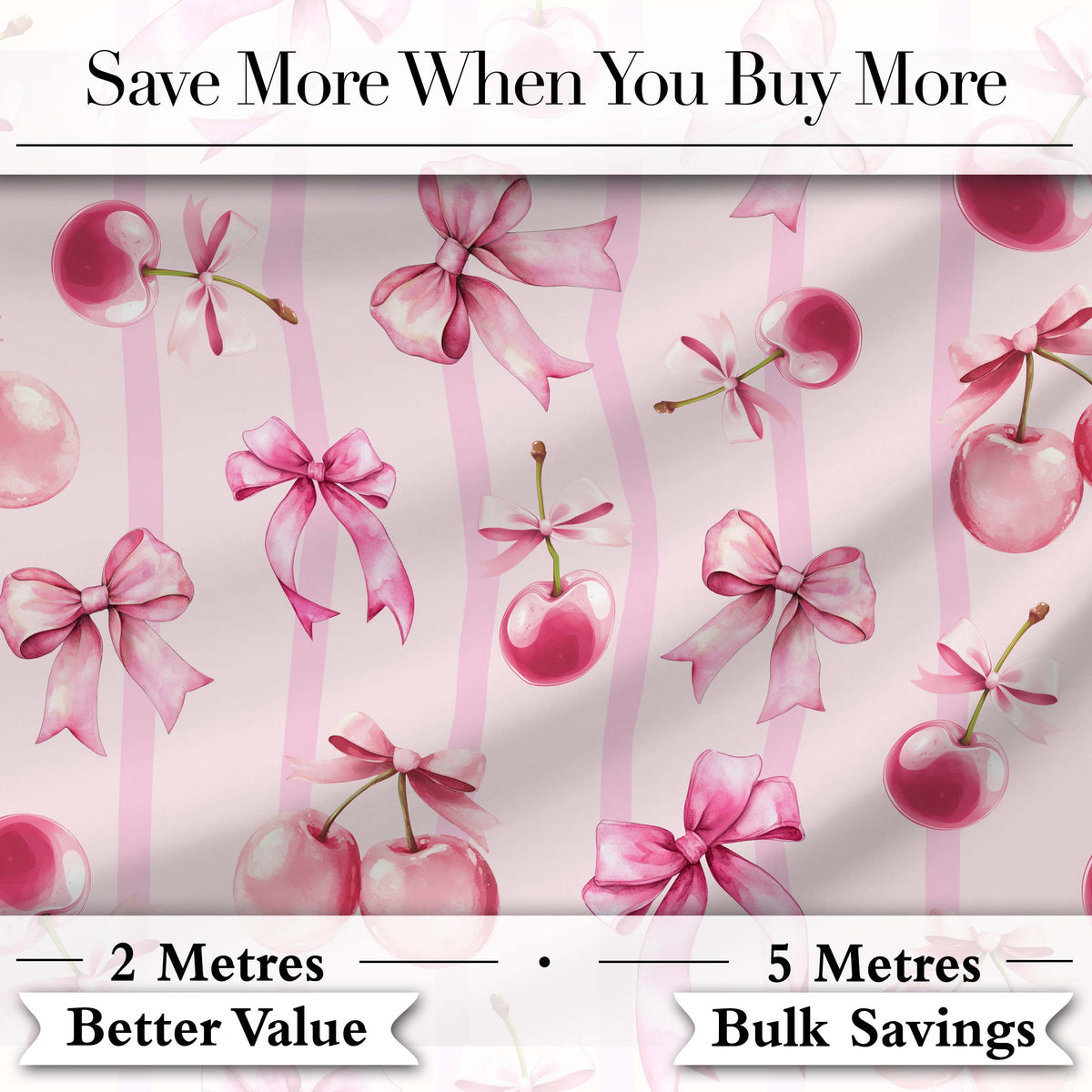 Cute Cherry Bow Daisy Heart Seamless on Mint and Pink Gingham Lovely Digital Print Material by the Metre UK Sewing Quilting Textile