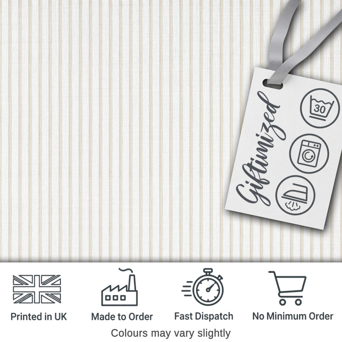 Minimal Vertical Stripe Seamless Pattern in Beige Tones Digital Print Fabric by the Metre UK Sewing Quilting Textile