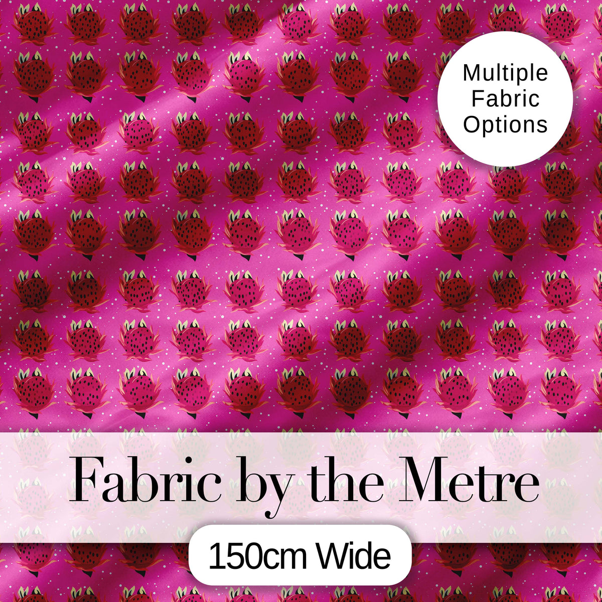 Small Dragon Fruit Repeat Pattern on Pink Background Digital Print Fabric by the Metre UK Sewing Quilting Textile