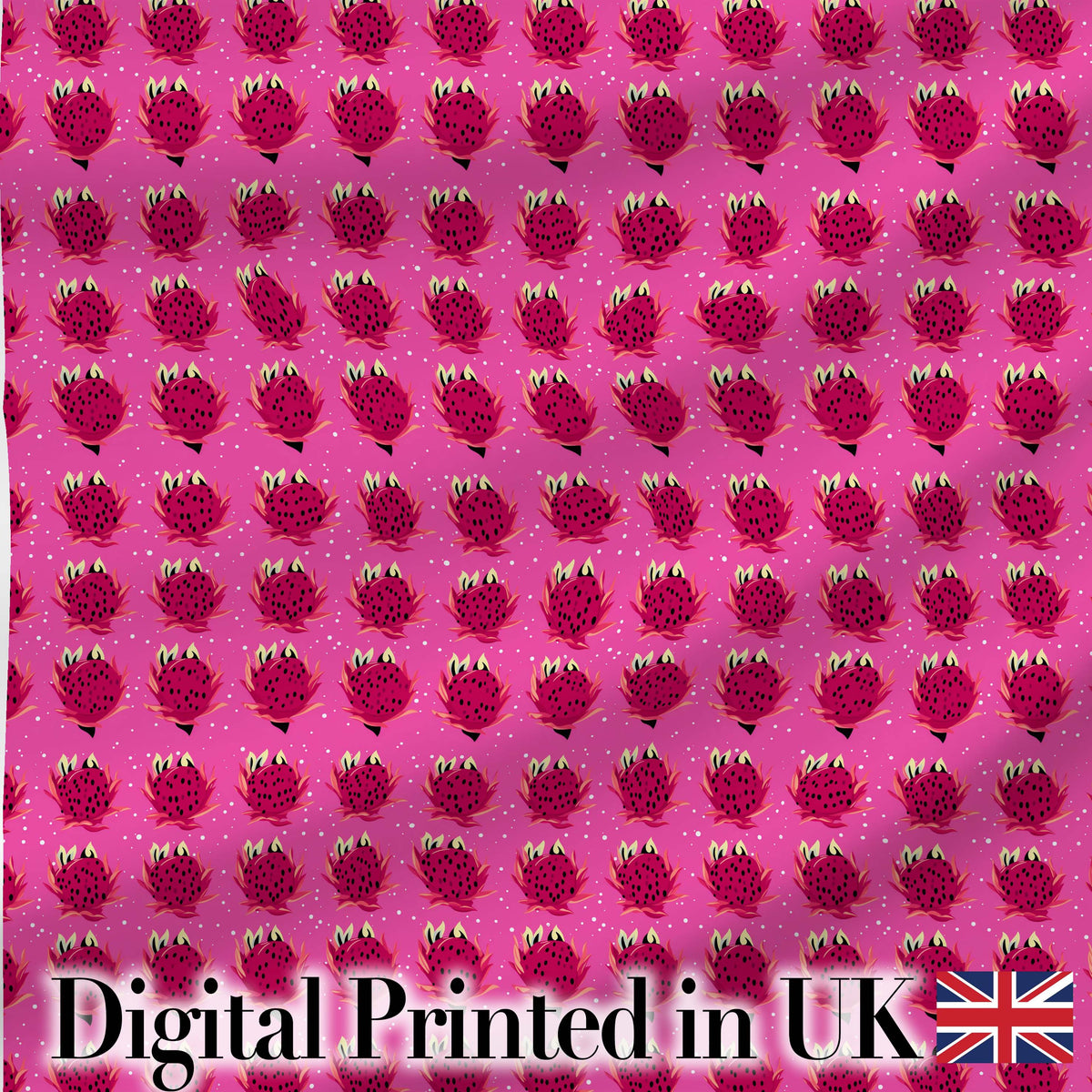 Small Dragon Fruit Repeat Pattern on Pink Background Digital Print Fabric by the Metre UK Sewing Quilting Textile