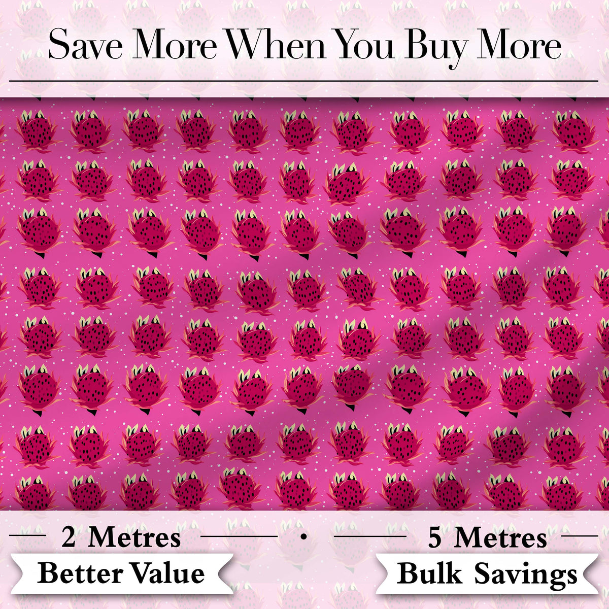 Small Dragon Fruit Repeat Pattern on Pink Background Digital Print Fabric by the Metre UK Sewing Quilting Textile
