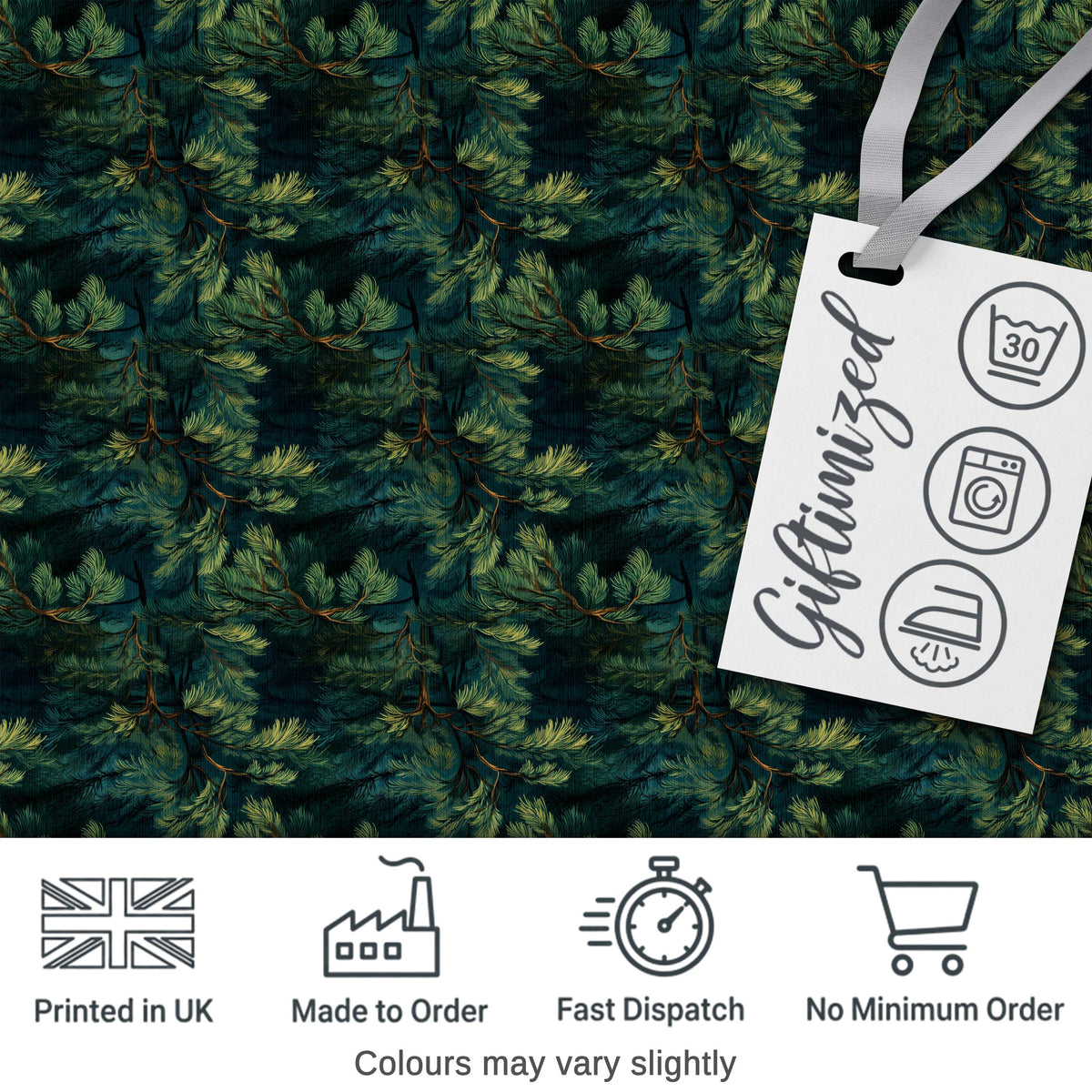 Minimal Pine Needle Sprig Pattern on Light Background Digital Print Fabric by the Metre UK Sewing Quilting Textile