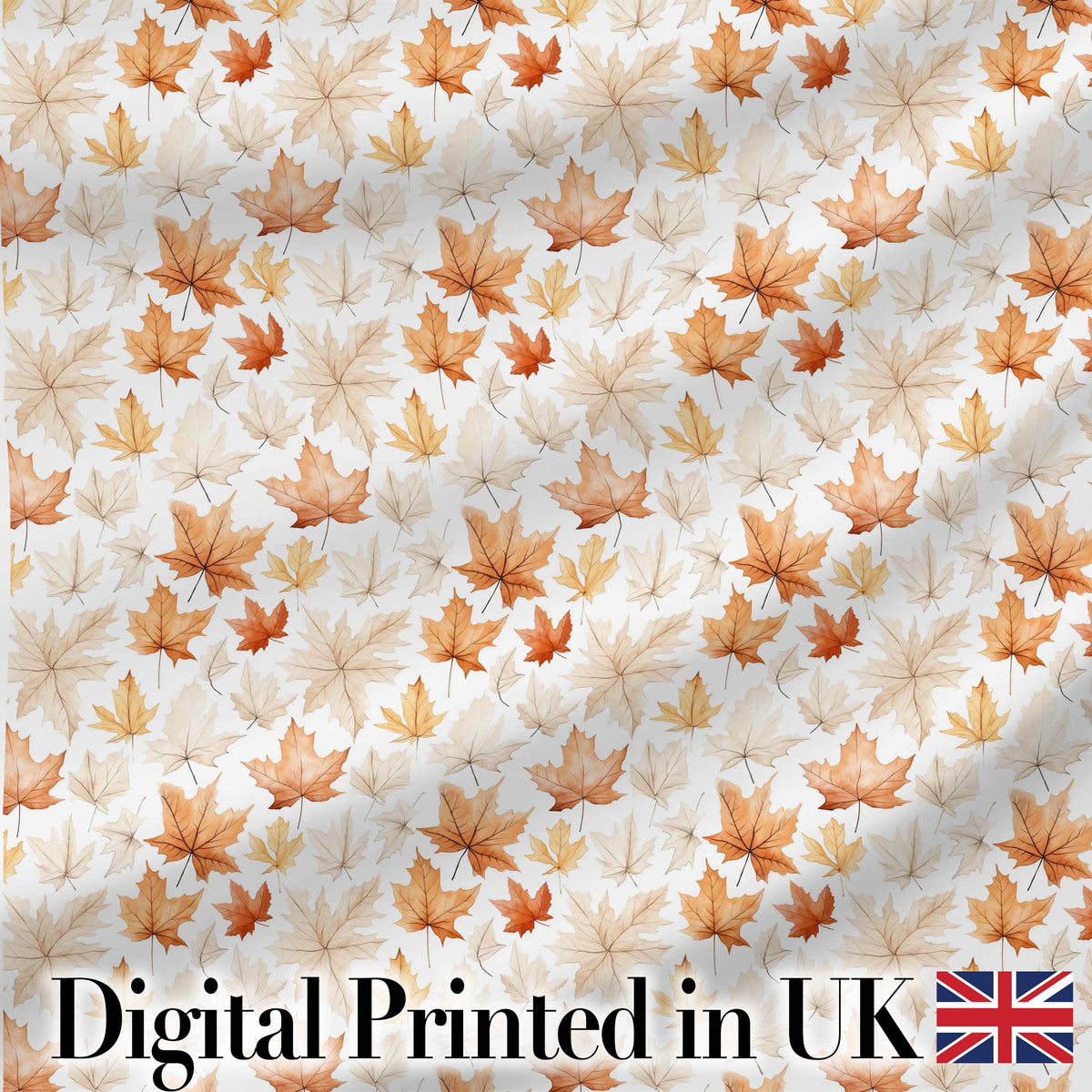Soft Watercolour Maple Leaves in Beige and Warm Orange on Light Background Digital Print Fabric by the Metre UK Sewing Quilting Textile