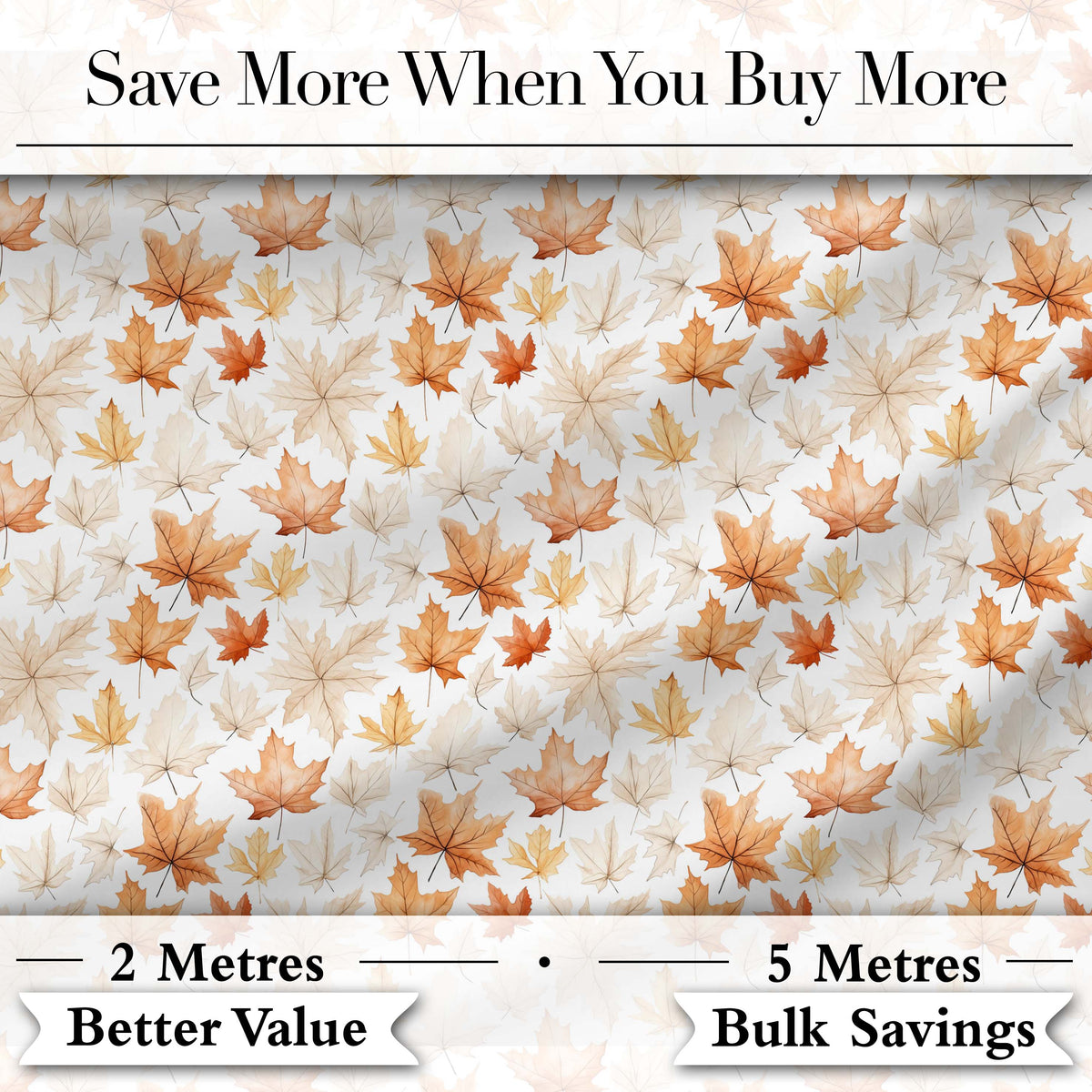 Soft Watercolour Maple Leaves in Beige and Warm Orange on Light Background Digital Print Fabric by the Metre UK Sewing Quilting Textile
