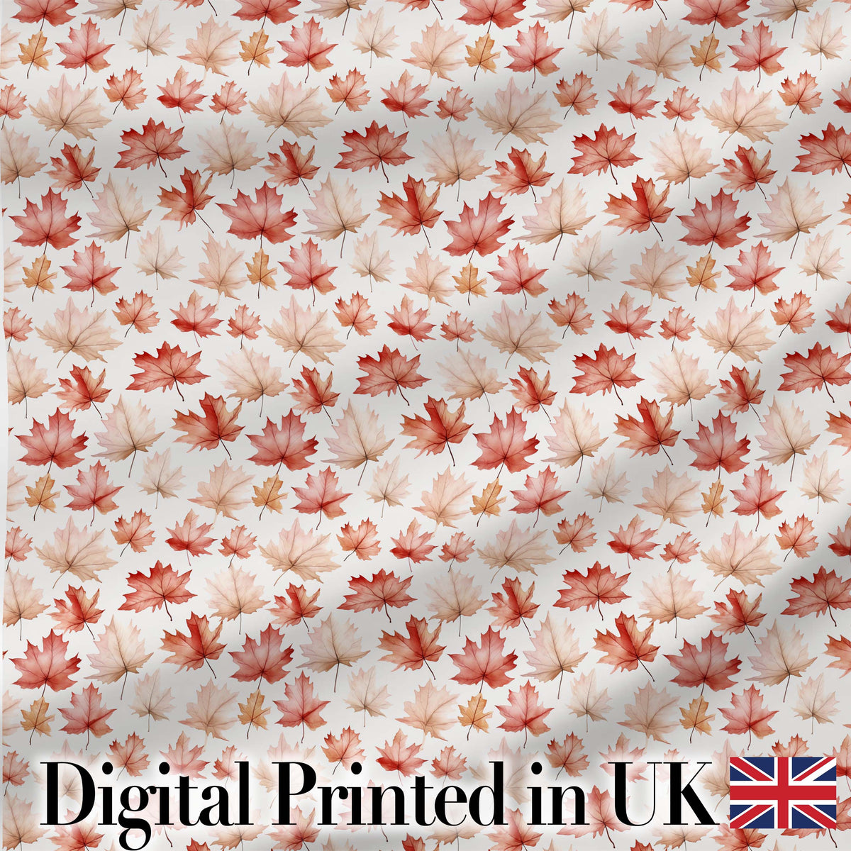 Rich Autumn Leaves in Deep Orange and Dark Green with Berry Detail Digital Print Fabric by the Metre UK Sewing Quilting Textile