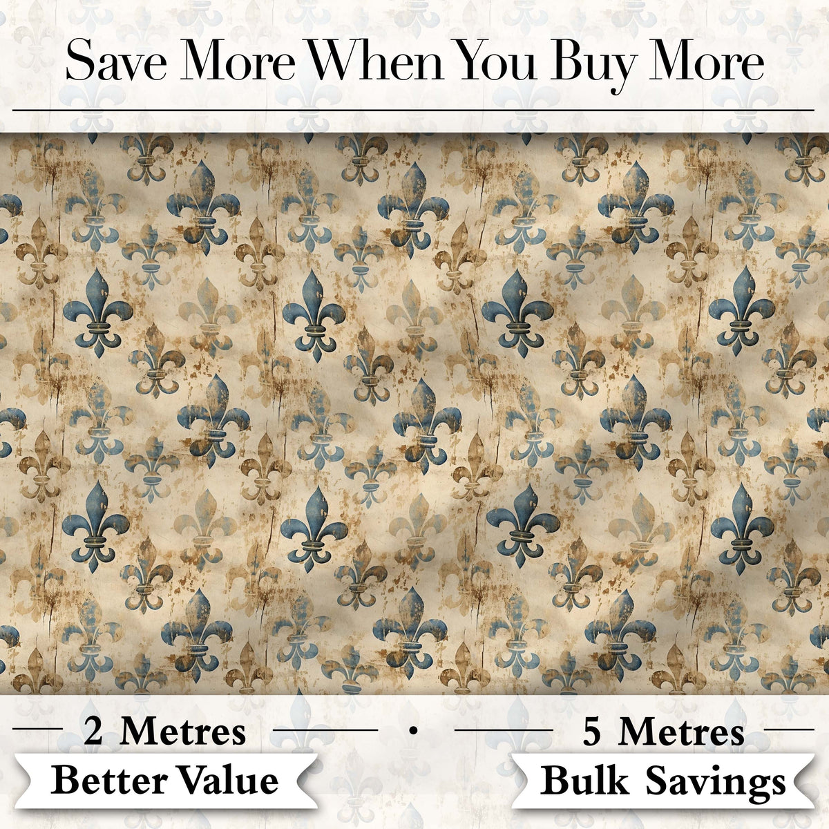 Elegant Neutral Fleur de Lis Pattern in Soft Beige Tones on Light Background Digital Print Fabric by the Metre UK Sewing Quilting Textile