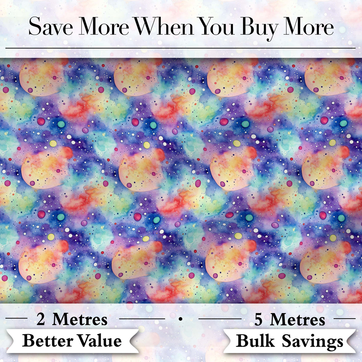 Pastel Watercolor Galaxy Space Clouds Seamless Pattern Soft Cosmic Digital Print Fabric by the Metre UK Sewing Quilting Textile