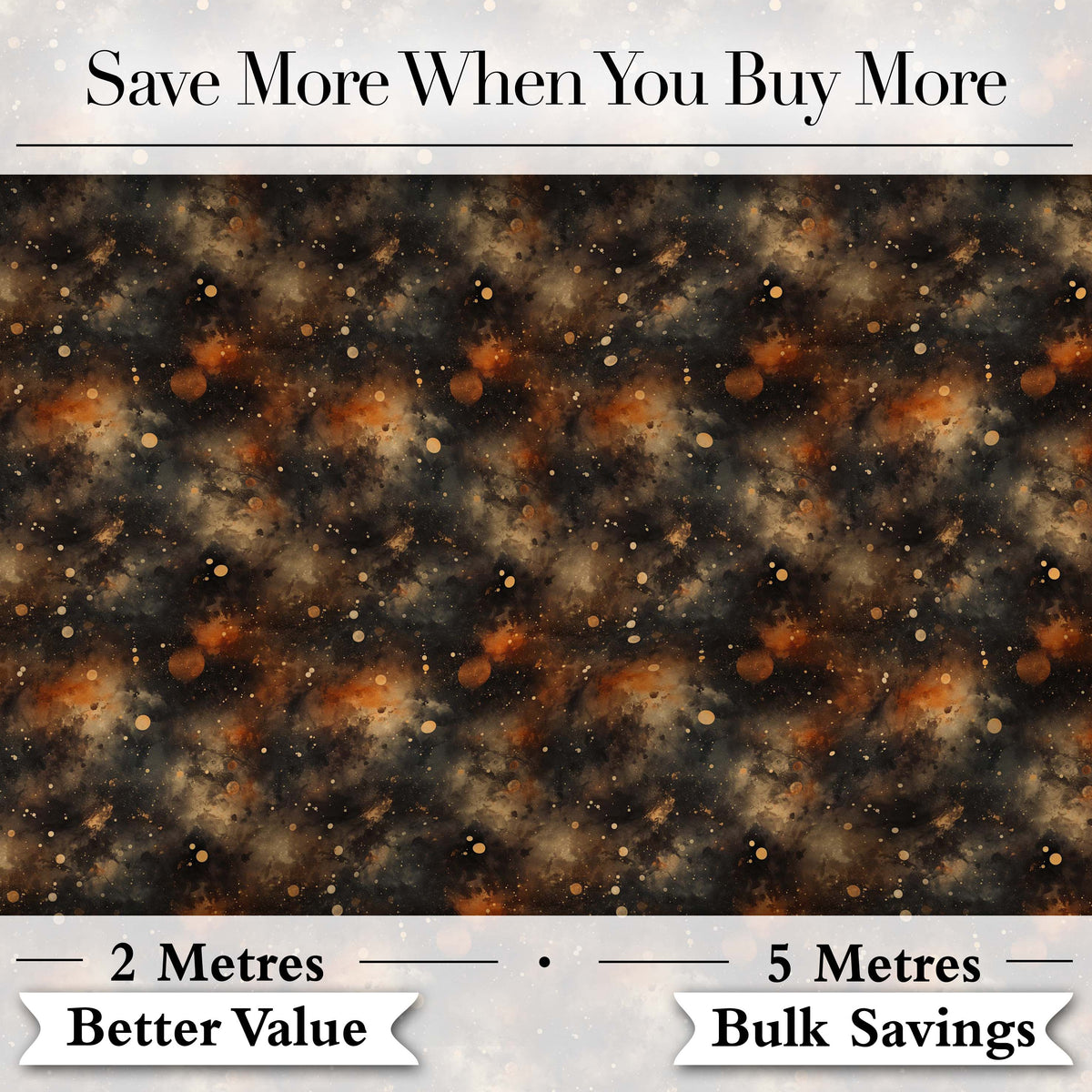 Dark Brown Gold Nebula Galaxy Space Seamless Pattern Moody Cosmic Digital Print Fabric by the Metre UK Sewing Quilting Textile