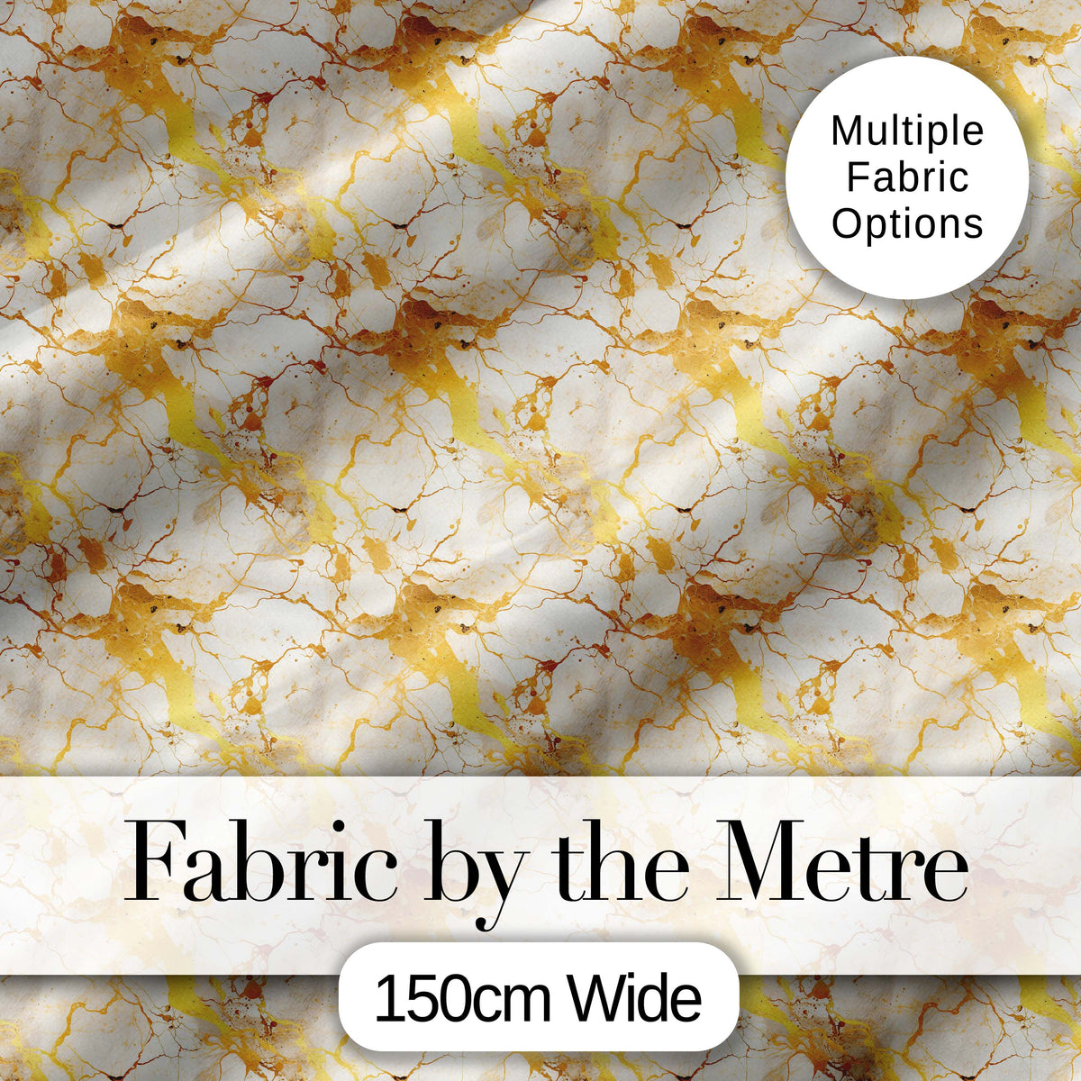 White Gold Floral Marble Abstract Seamless Pattern Luxury Texture Digital Print Fabric by the Metre UK Sewing Quilting Textile