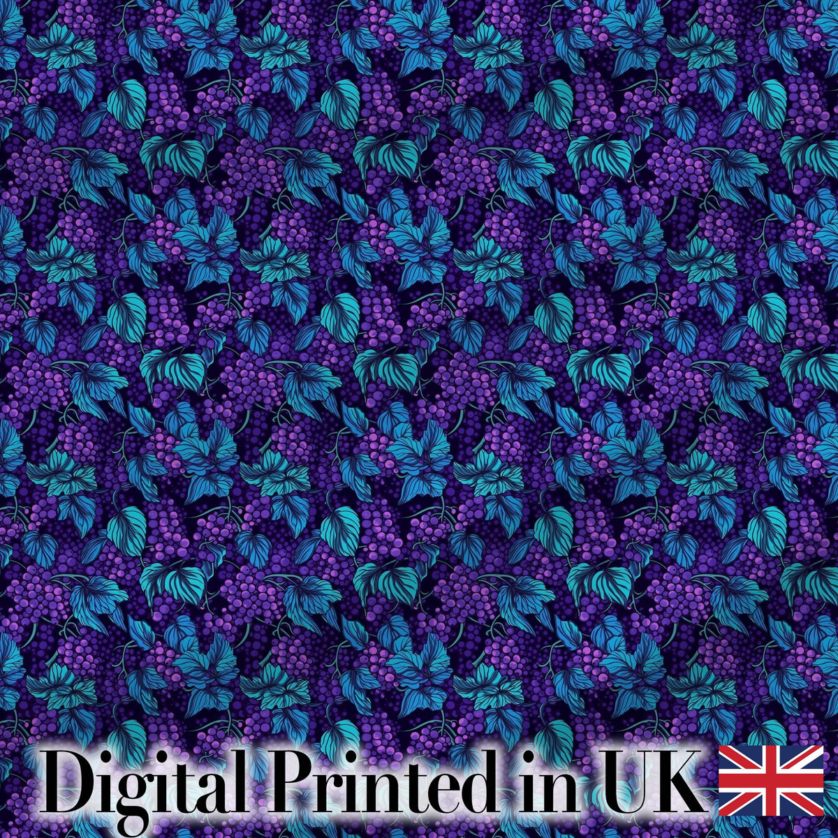 Vintage Style Grapes Botanical Illustration Seamless Pattern Digital Print Fabric by the Metre UK Sewing Quilting Textile